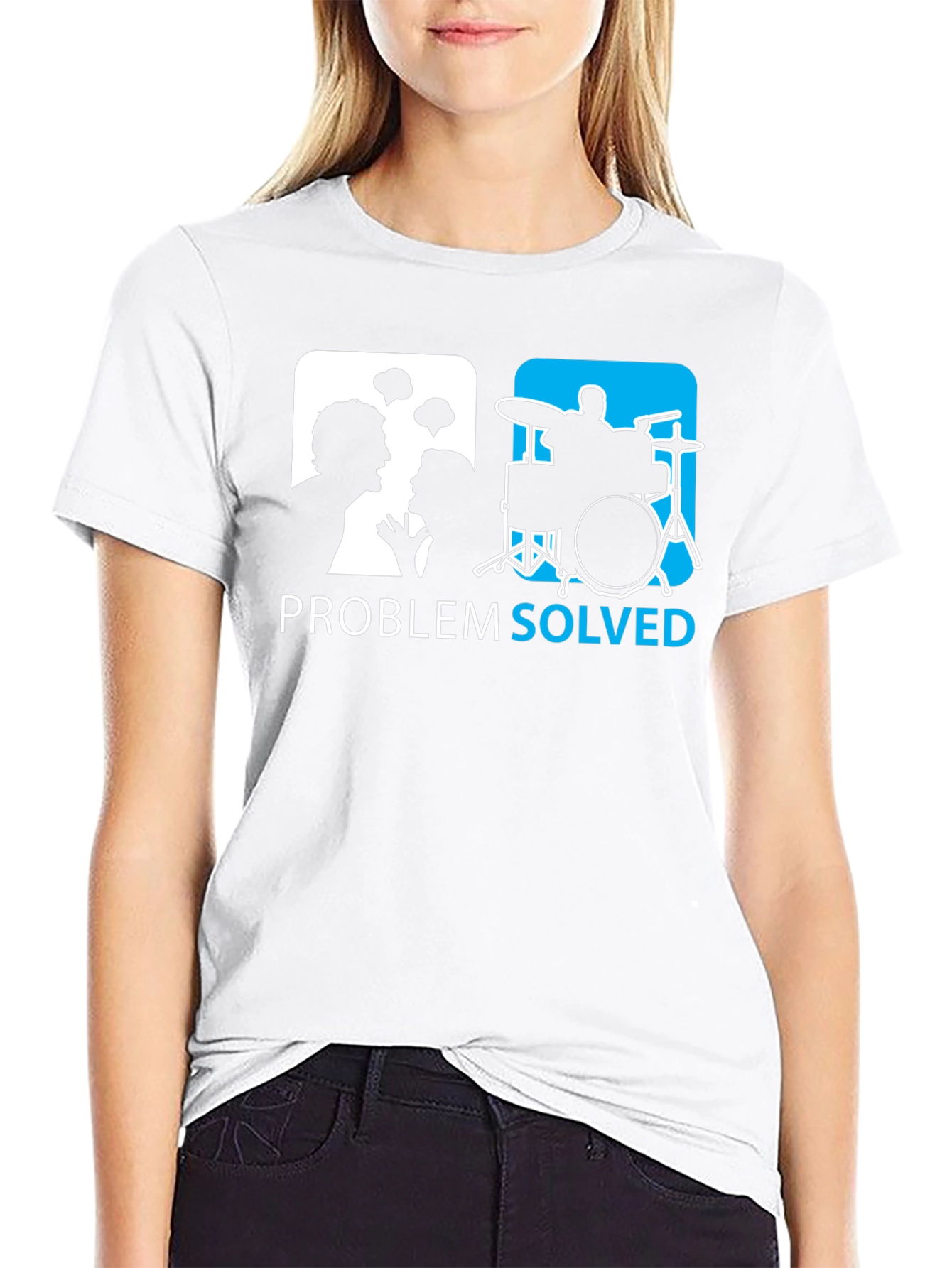 Black Problem Solved Drummer T-Shirt - Funny Music Tee view 9