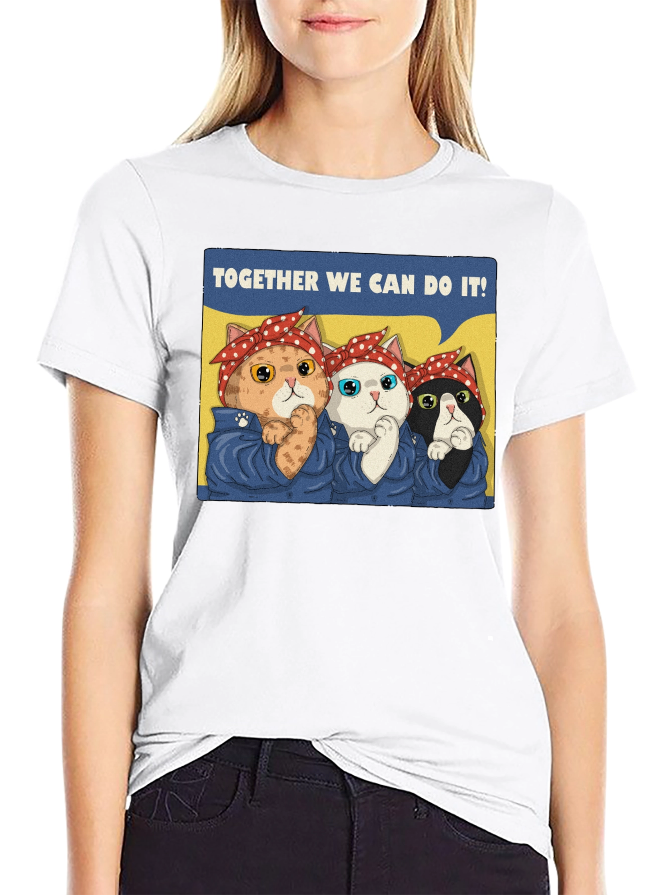 Black Rosie the Riveter Cats T-Shirt view 9