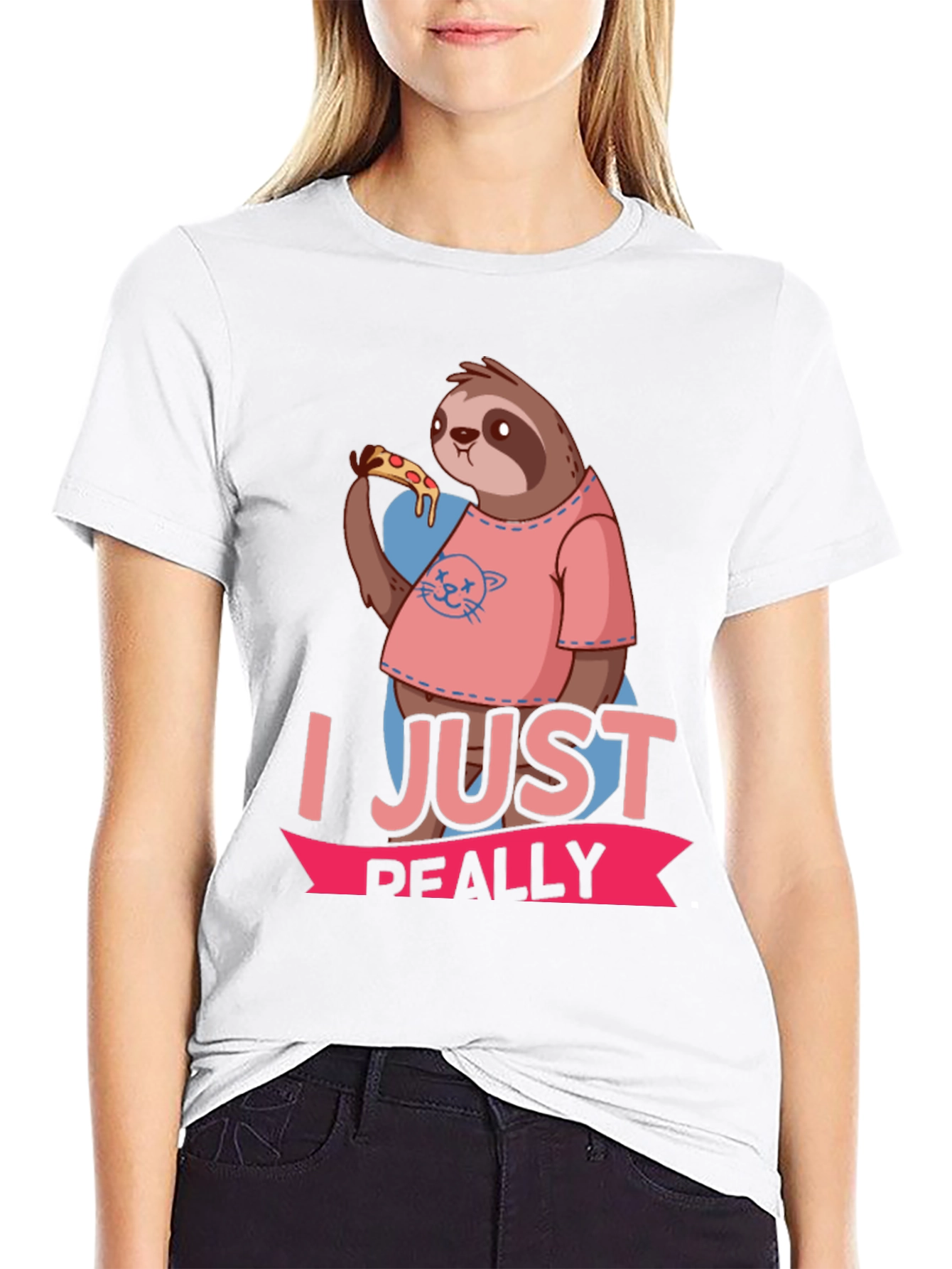 Black Sloth Pizza Lover T-Shirt - Funny Graphic Tee view 9