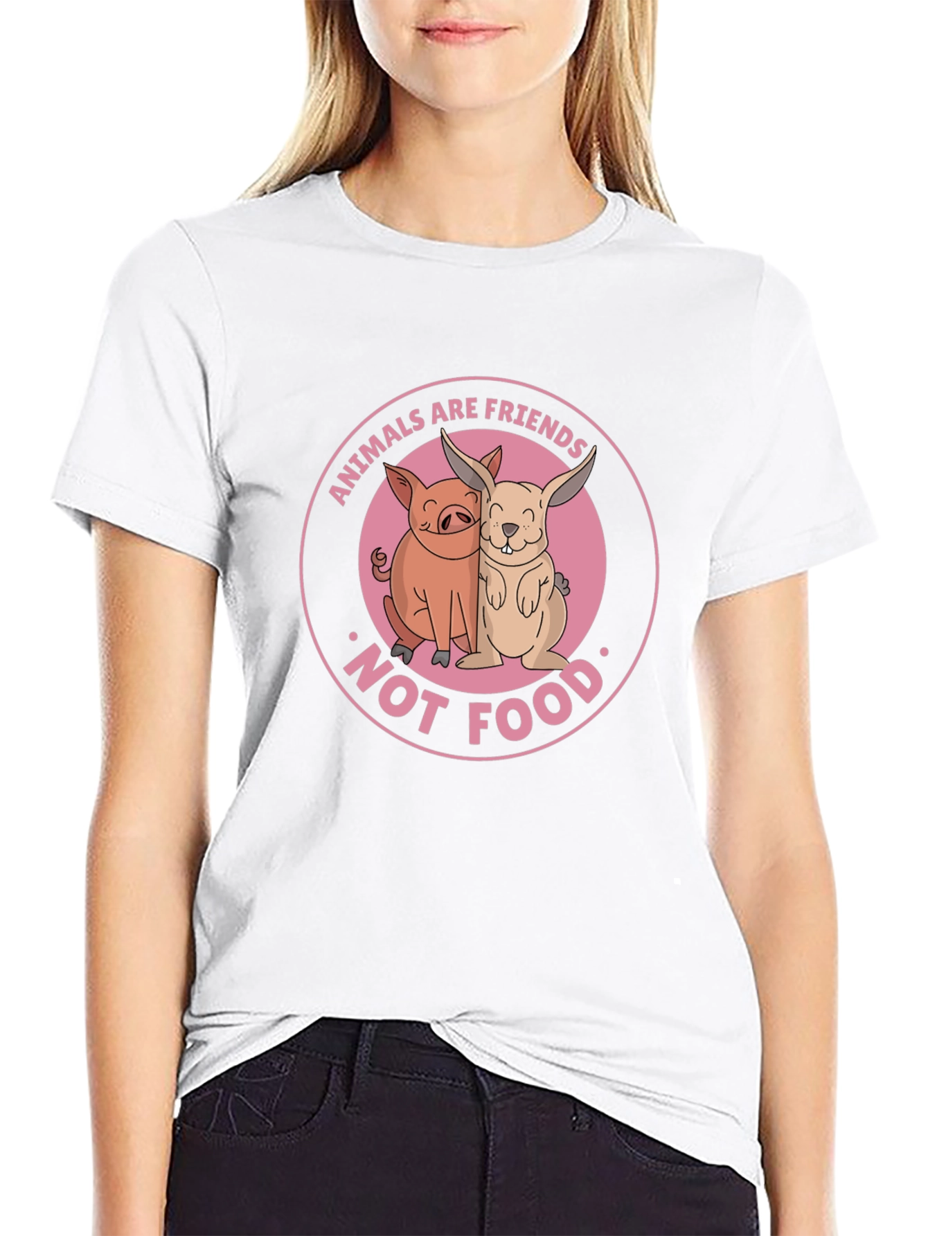 Black Vegan Animals Are Friends T-shirt view 9