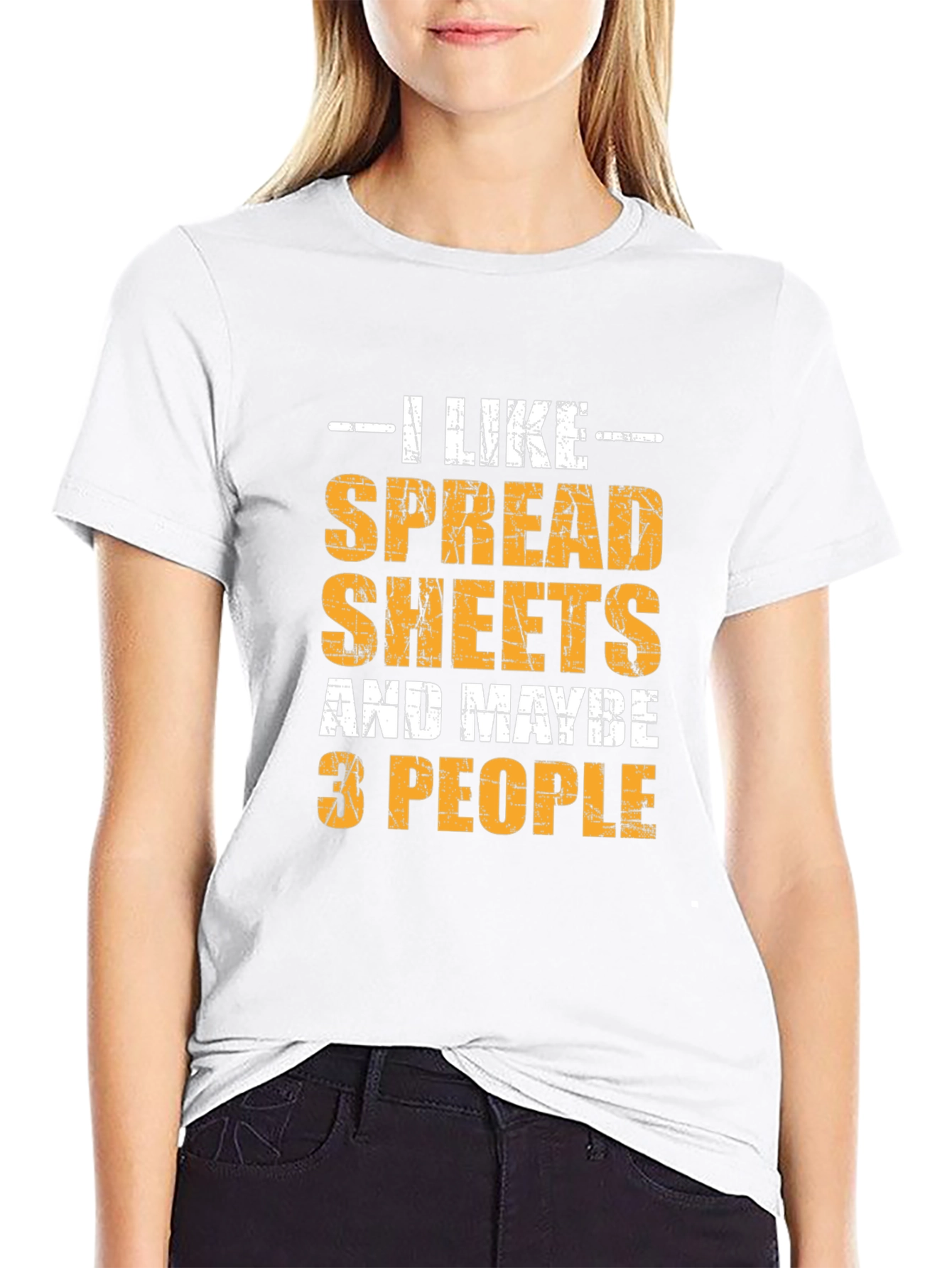 Black I Like Spreadsheets & 3 People Black T-Shirt view 9