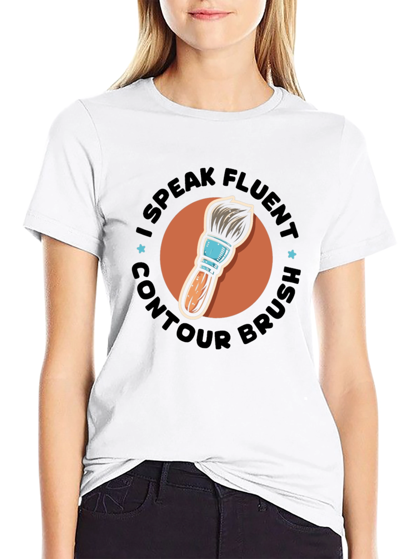 Black I Speak Fluent Contour Brush Black Tee view 9