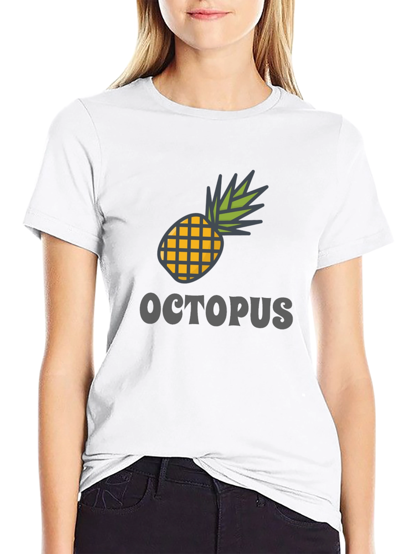 Black Pineapple Octopus Graphic Tee - Black Cotton Blend view 9