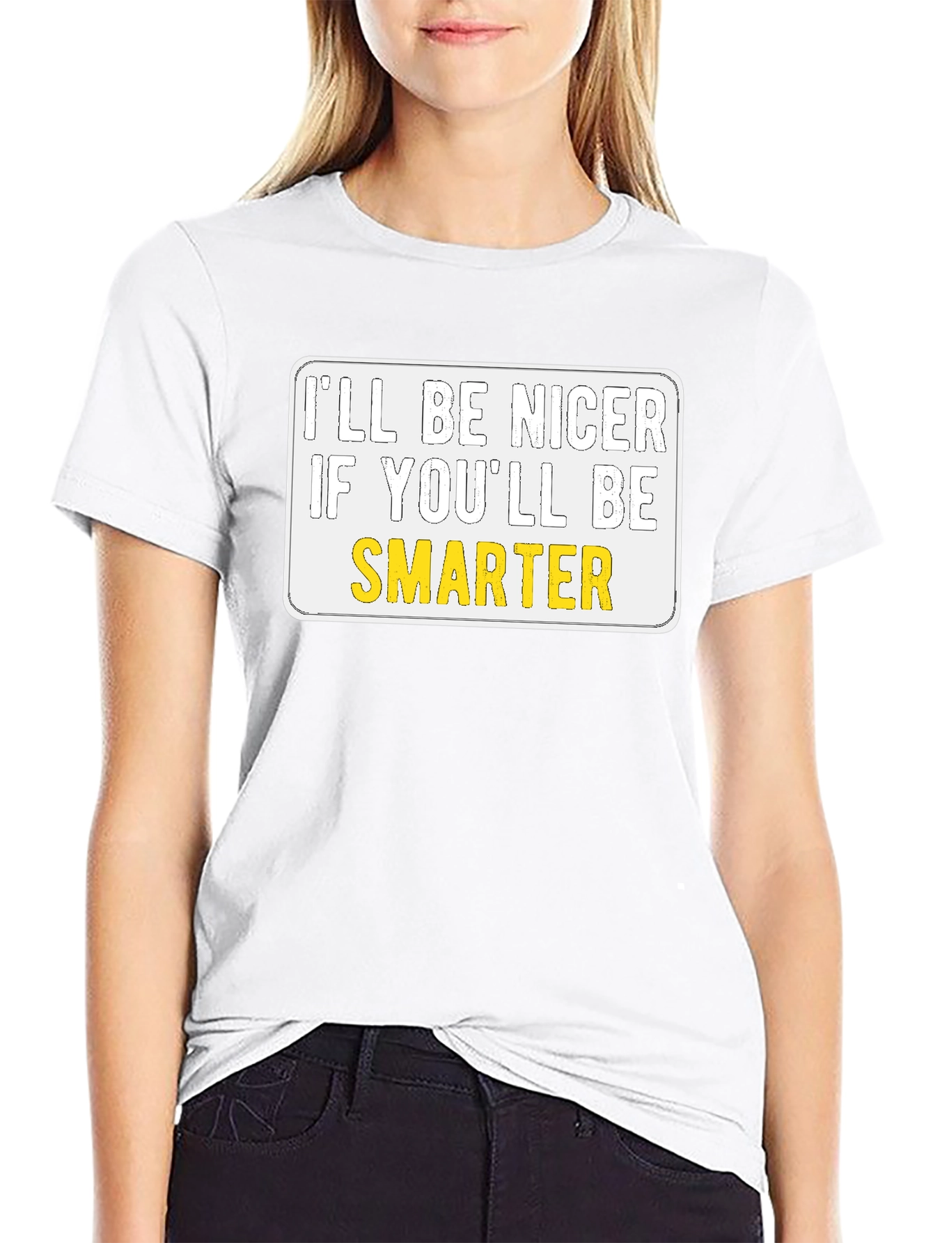 Black I'll Be Nicer If You'll Be Smarter Graphic T-Shirt view 9