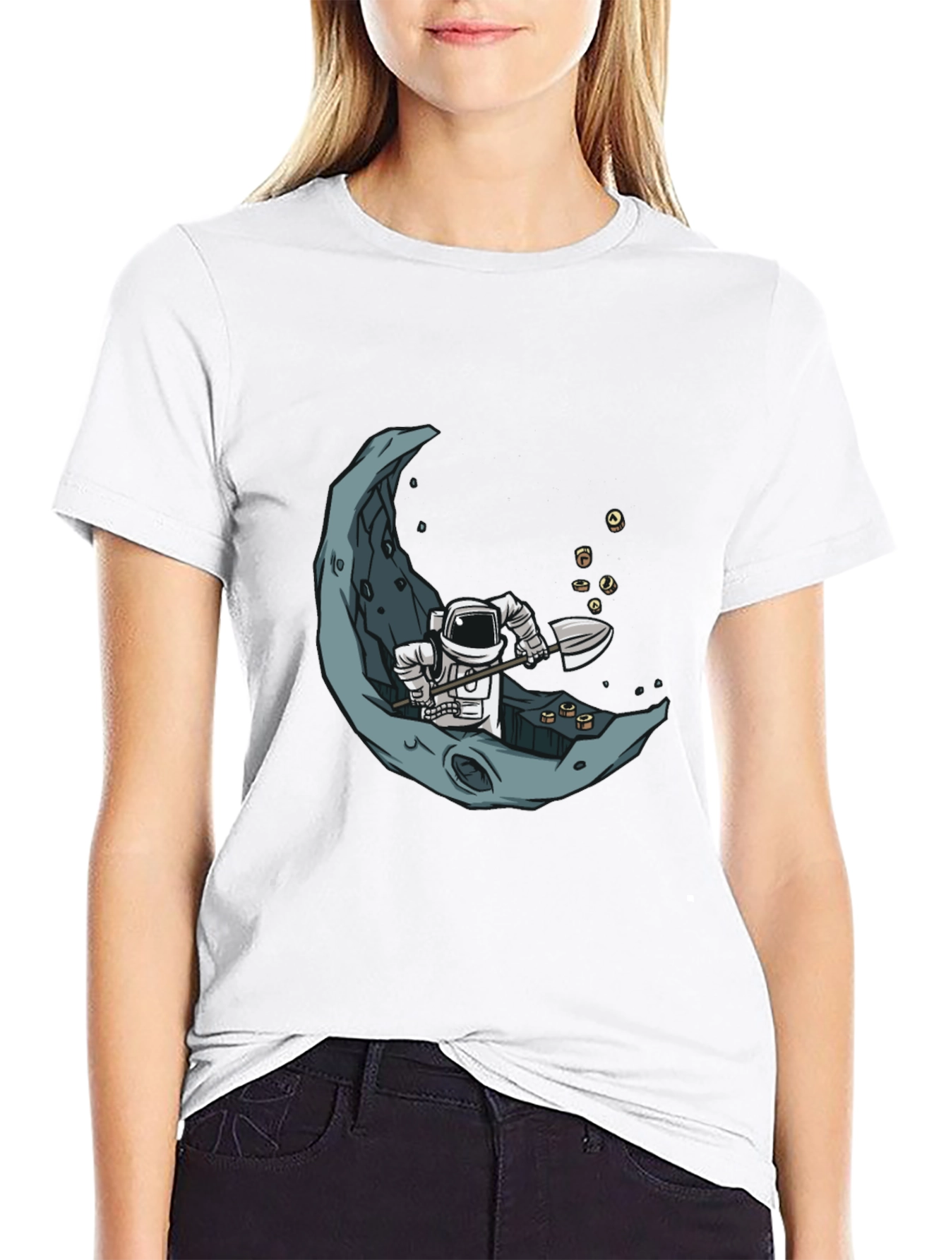 Black Astronaut Moon Miner Graphic Tee view 9