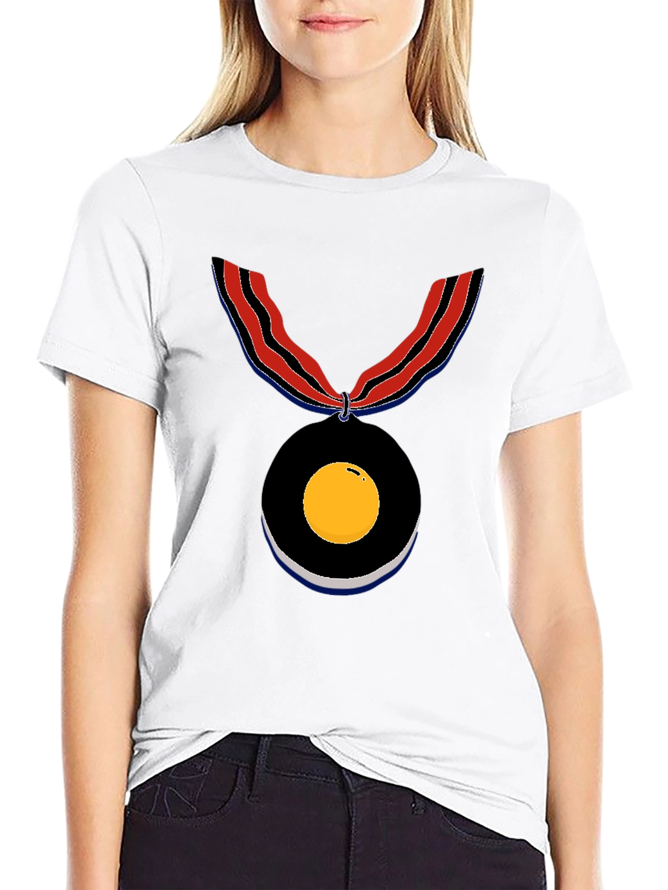 Black Novelty Medal Graphic Tee - Unique Design view 9