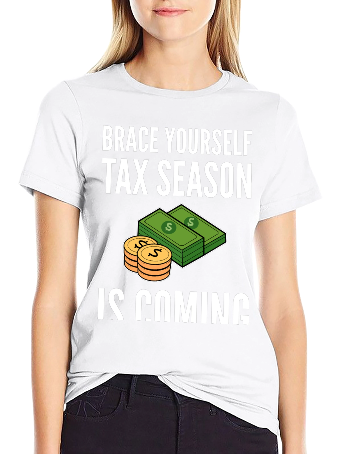 Black Brace Yourself Tax Season T-Shirt view 9