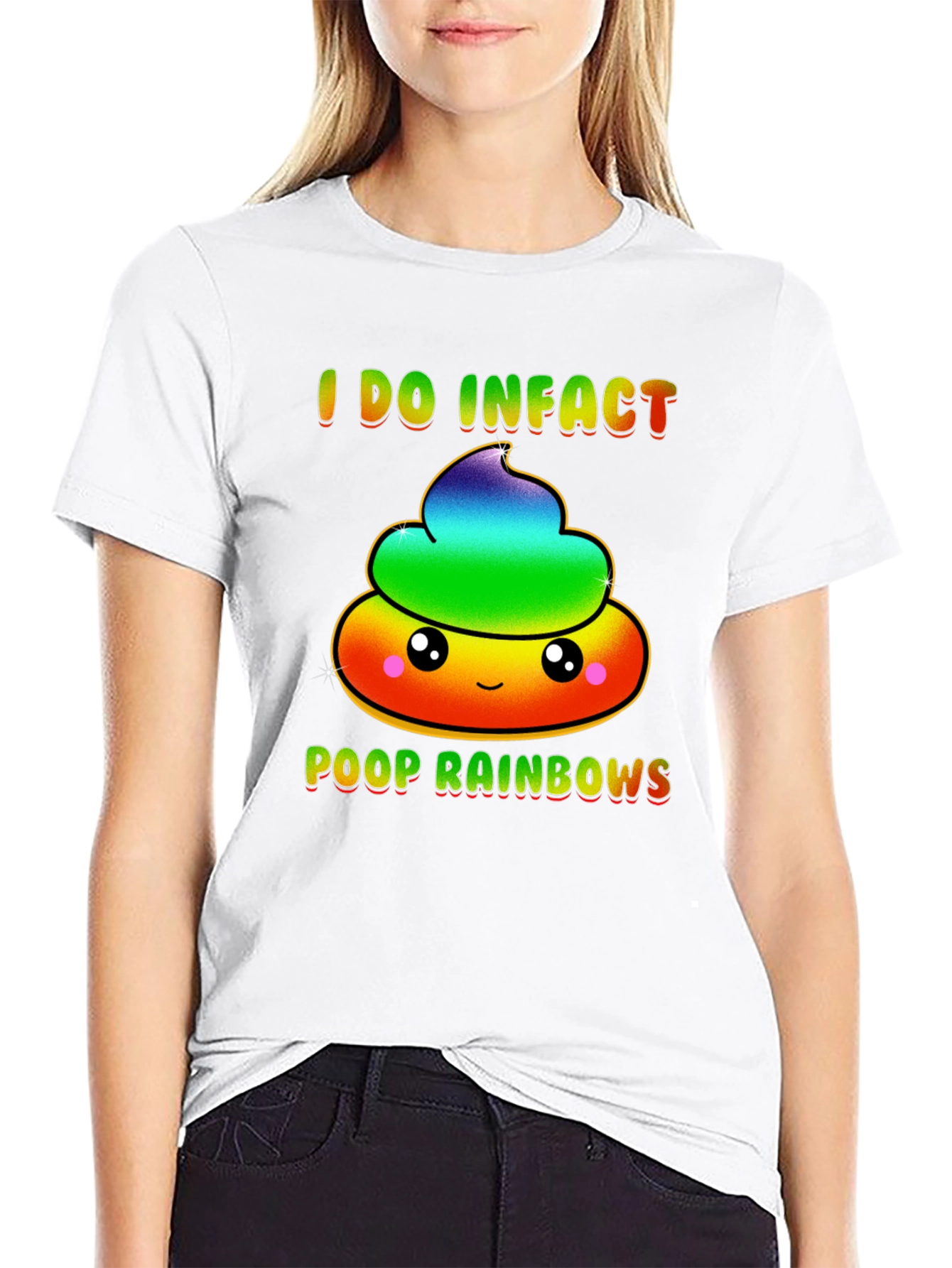 Black Rainbow Poop T-Shirt, Funny Graphic Tee view 9