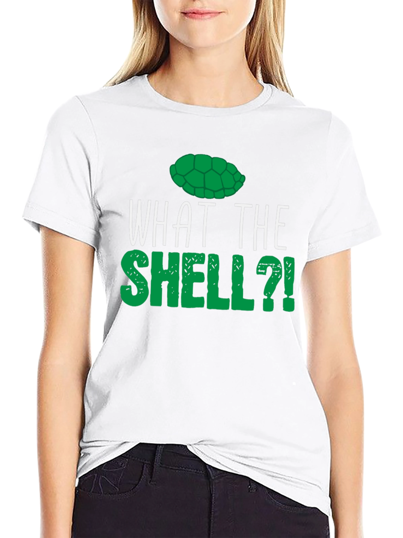 Black What the Shell? Funny Turtle T-Shirt view 9