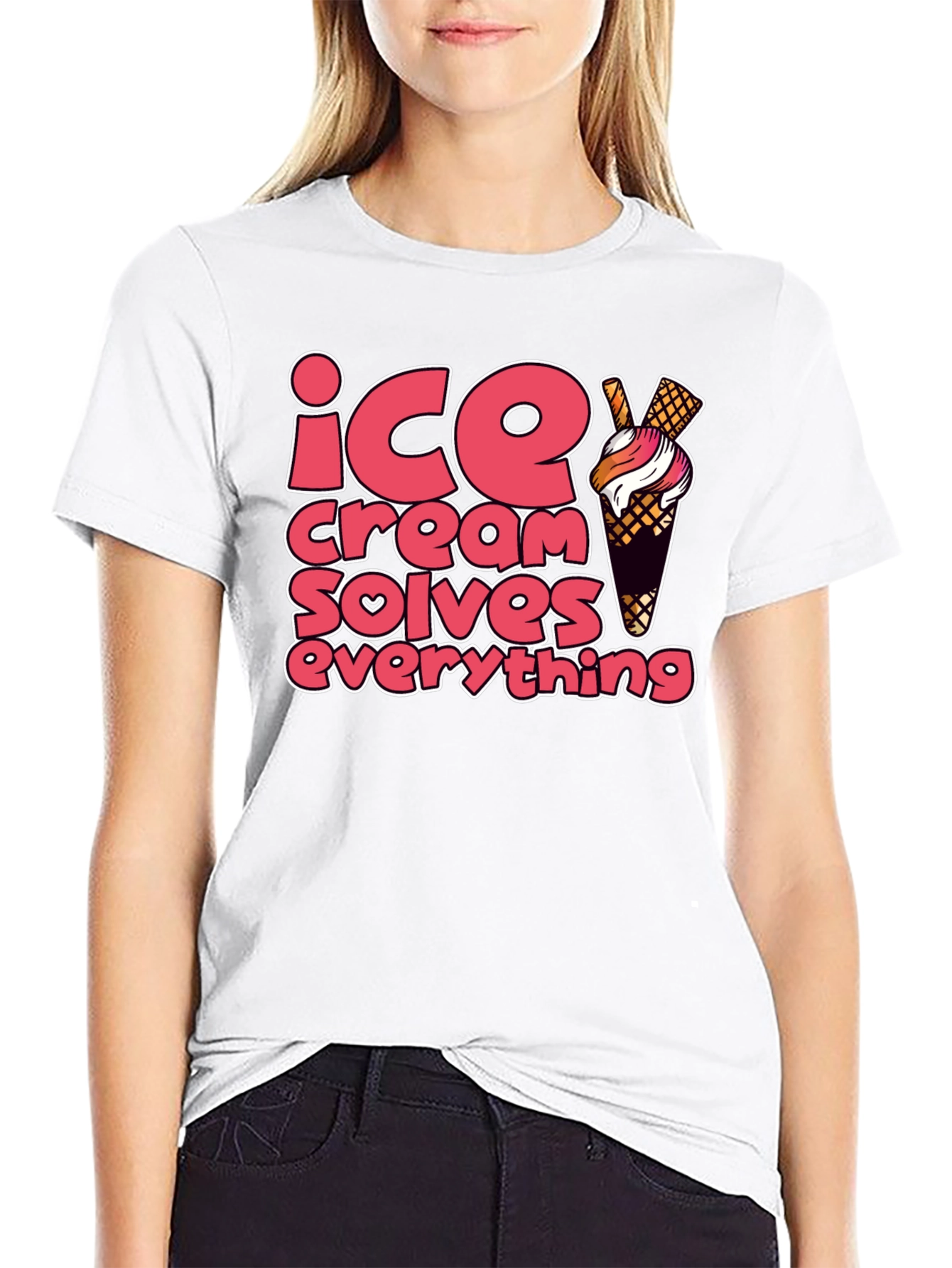 Black Ice Cream Solves Everything Graphic Tee view 9
