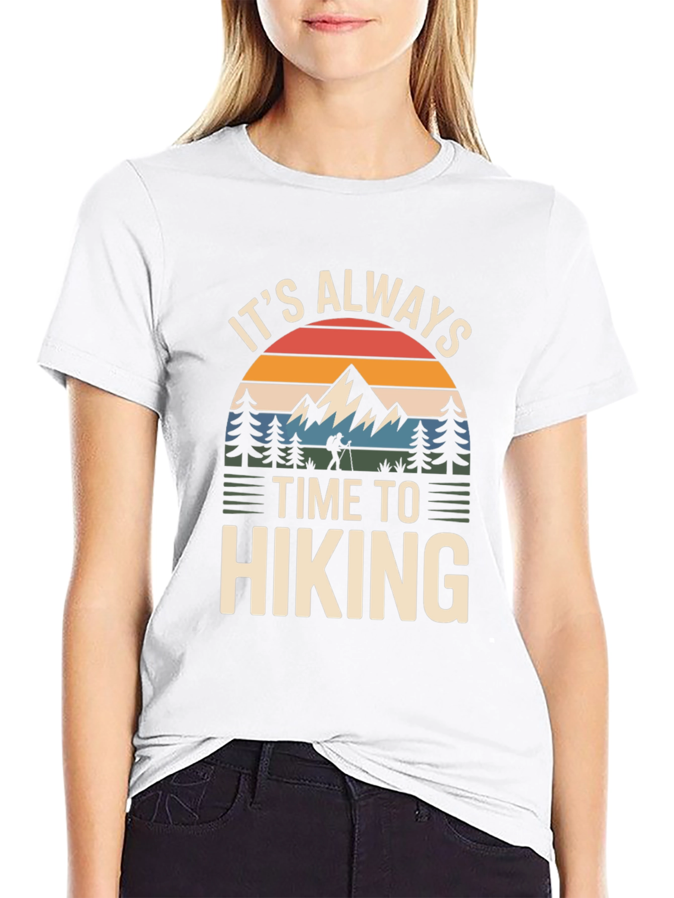 Black It's Always Time To Hiking Graphic T-Shirt view 9