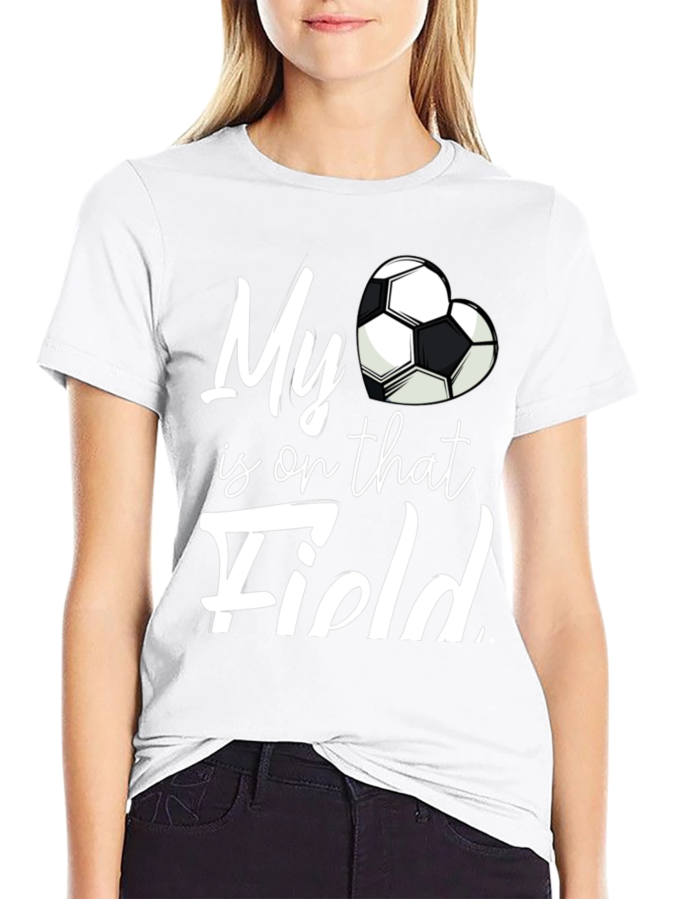 Black My Heart is on That Field Soccer Fan T-Shirt view 9