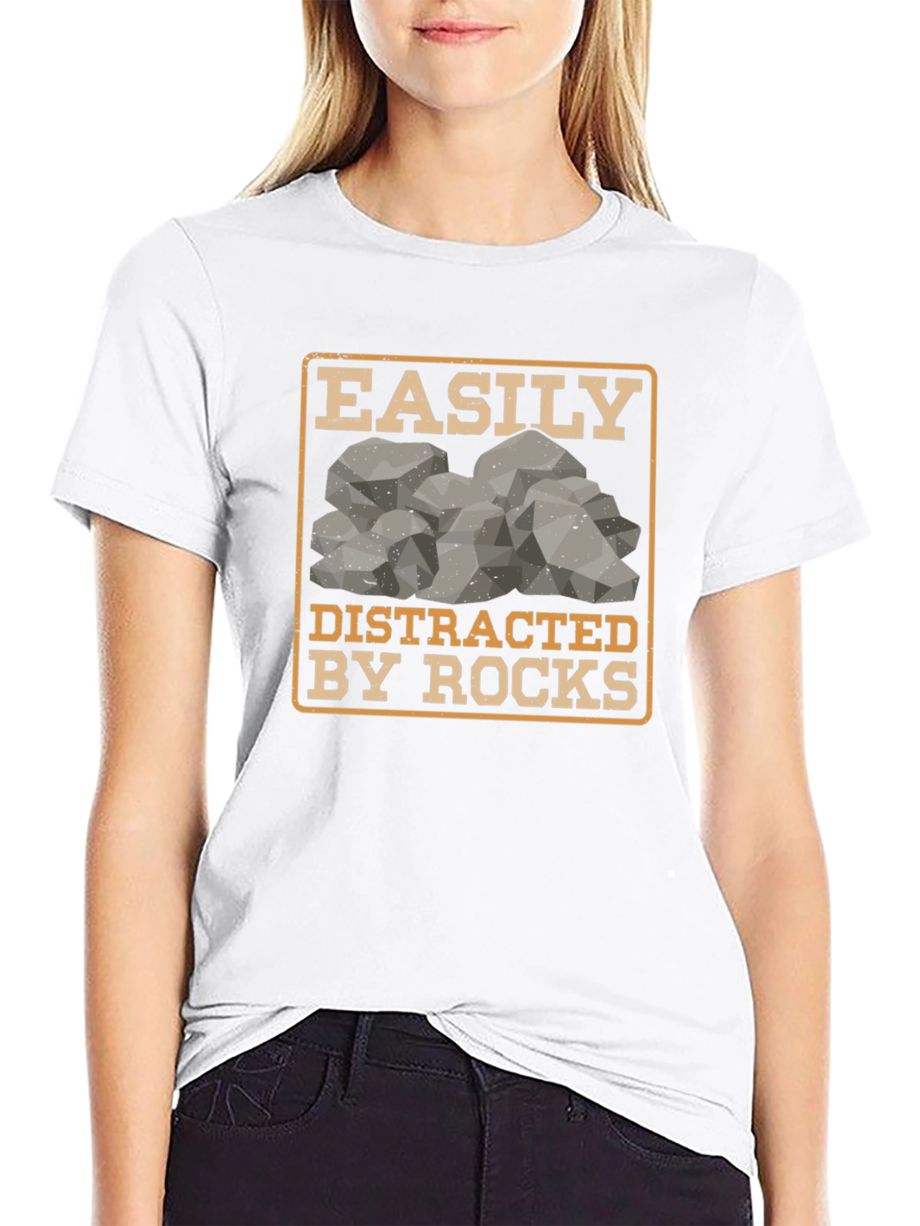 Black Easily Distracted By Rocks Graphic Tee view 9