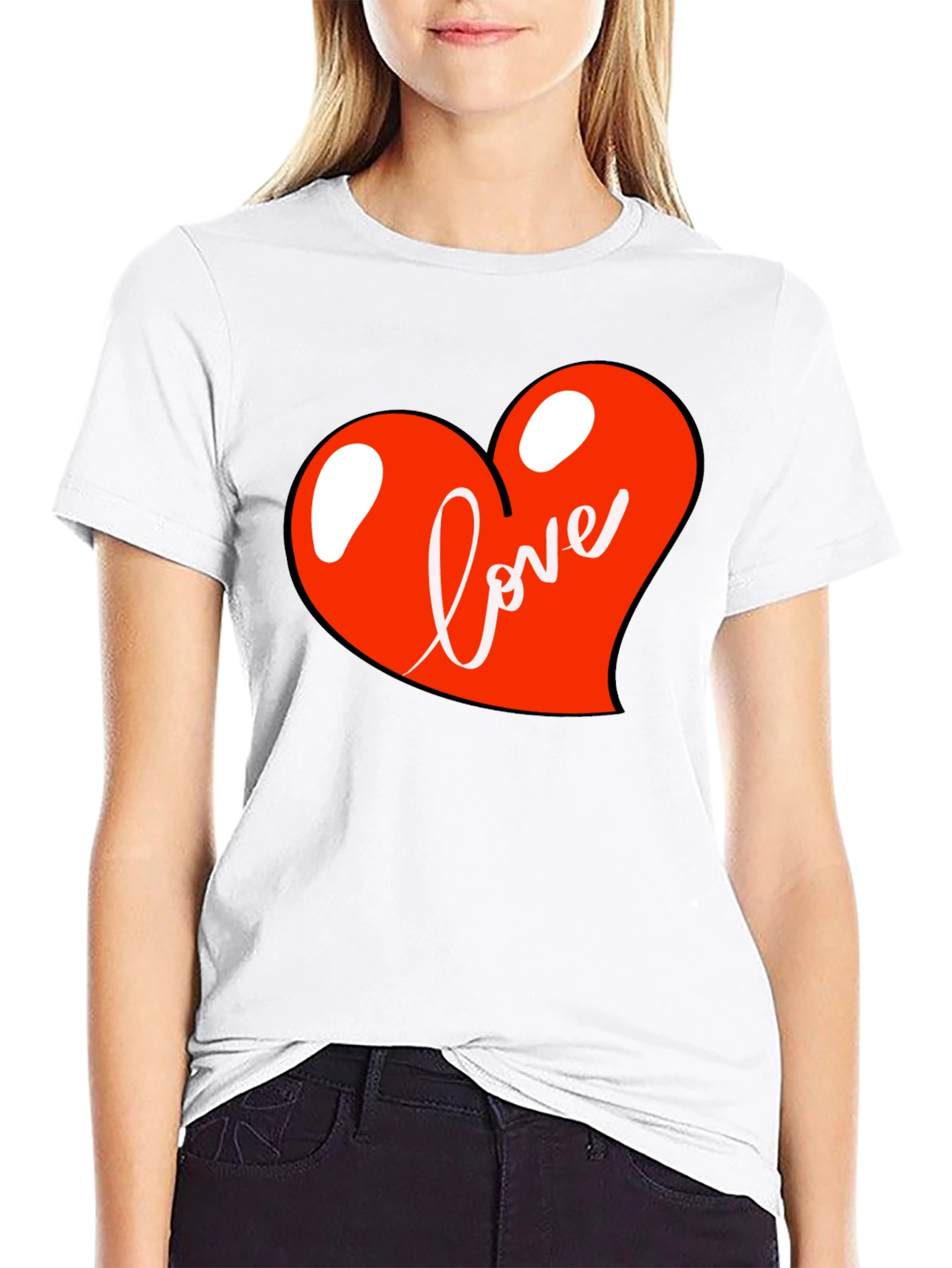 Black Love Heart Graphic Tee - Black Casual Shirt view 9