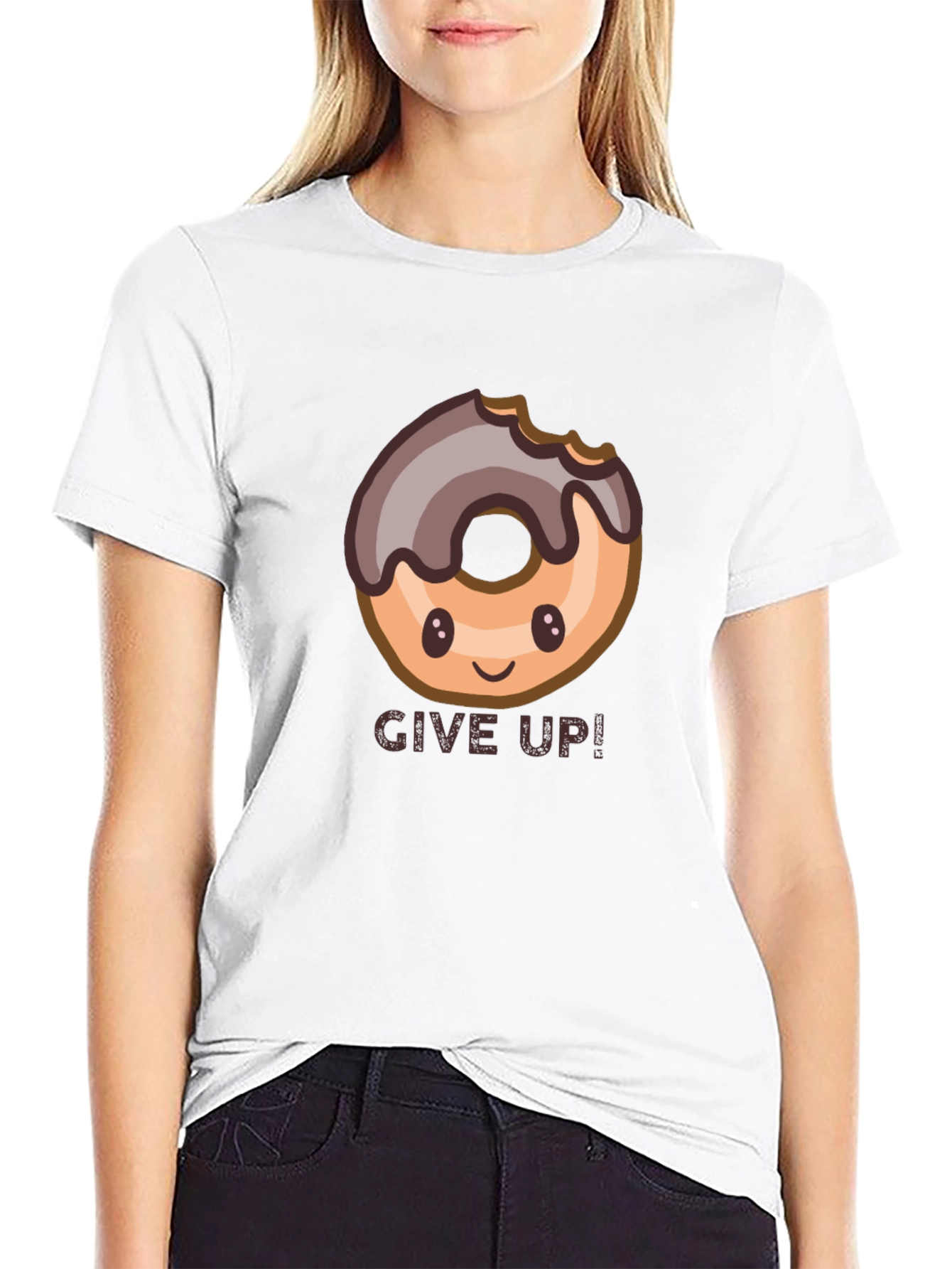 Black Donut Give Up! Graphic Tee view 9