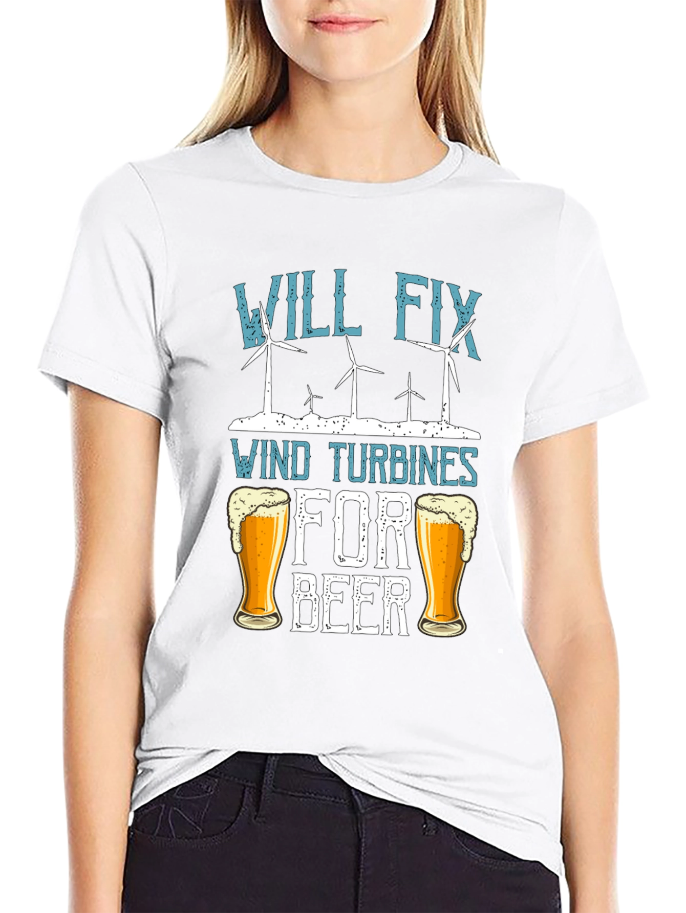 Black Will Fix Wind Turbines For Beer T-Shirt view 9