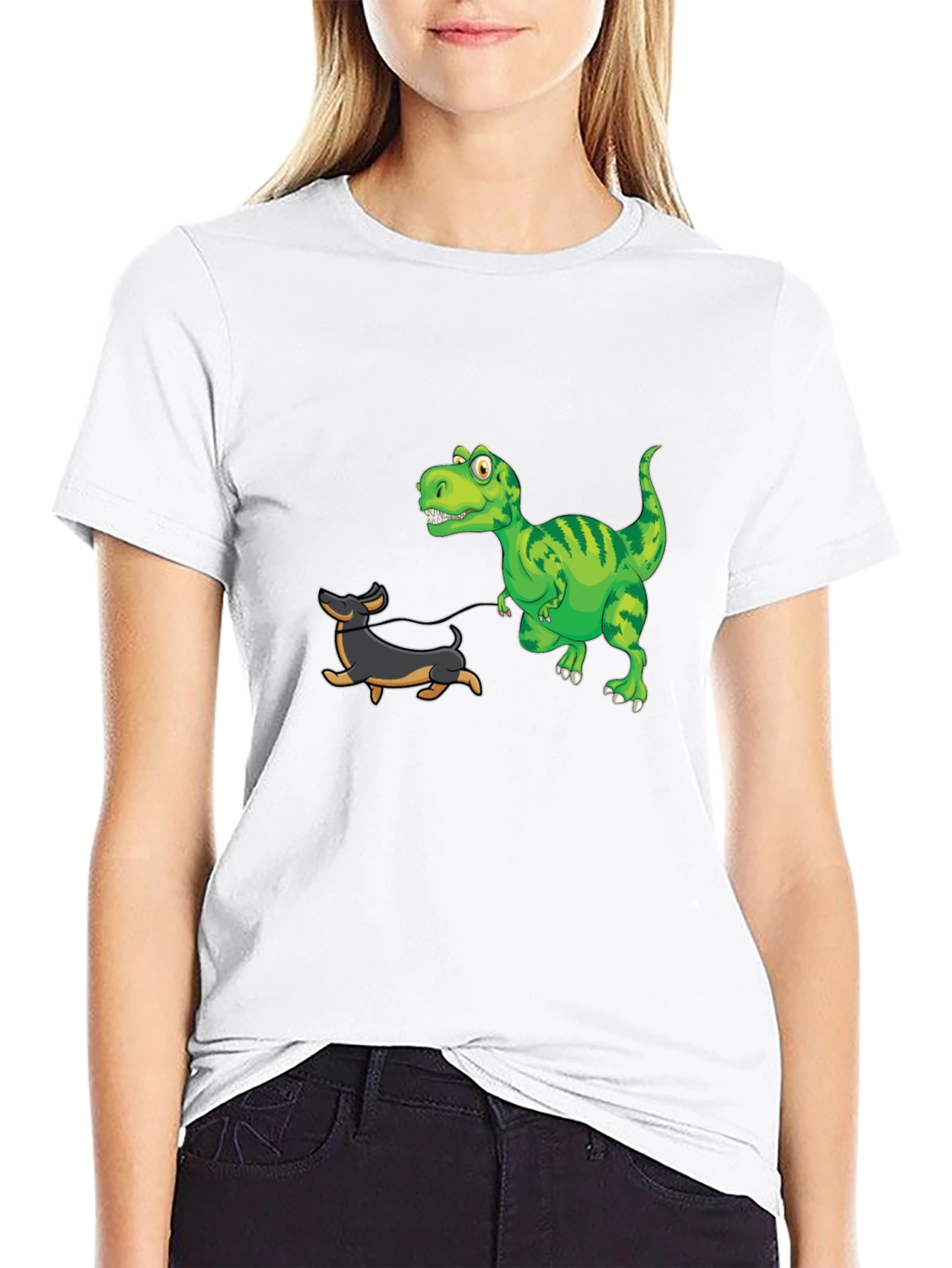 Black Dino Dog Walk Black T-Shirt view 9