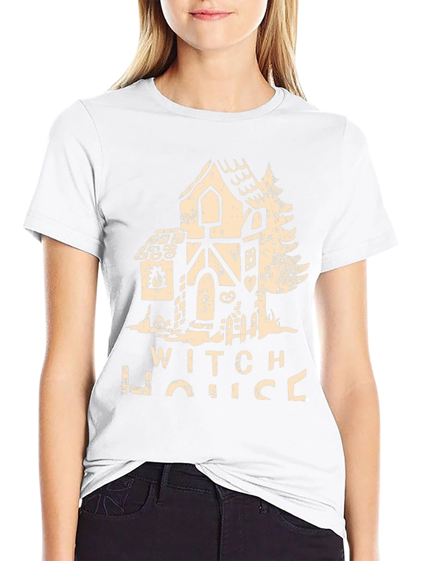 Black Witch House Graphic T-Shirt Halloween Apparel view 9