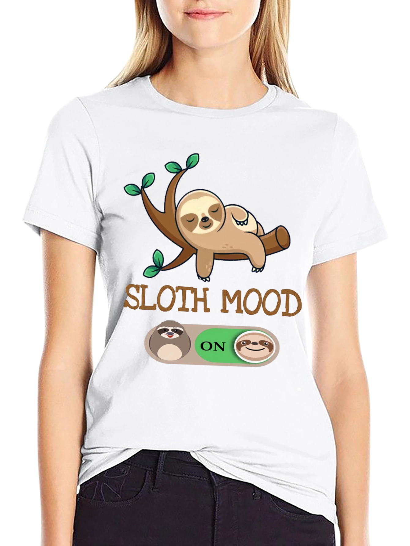 Black Sloth Mood On Graphic T-Shirt - Black view 9