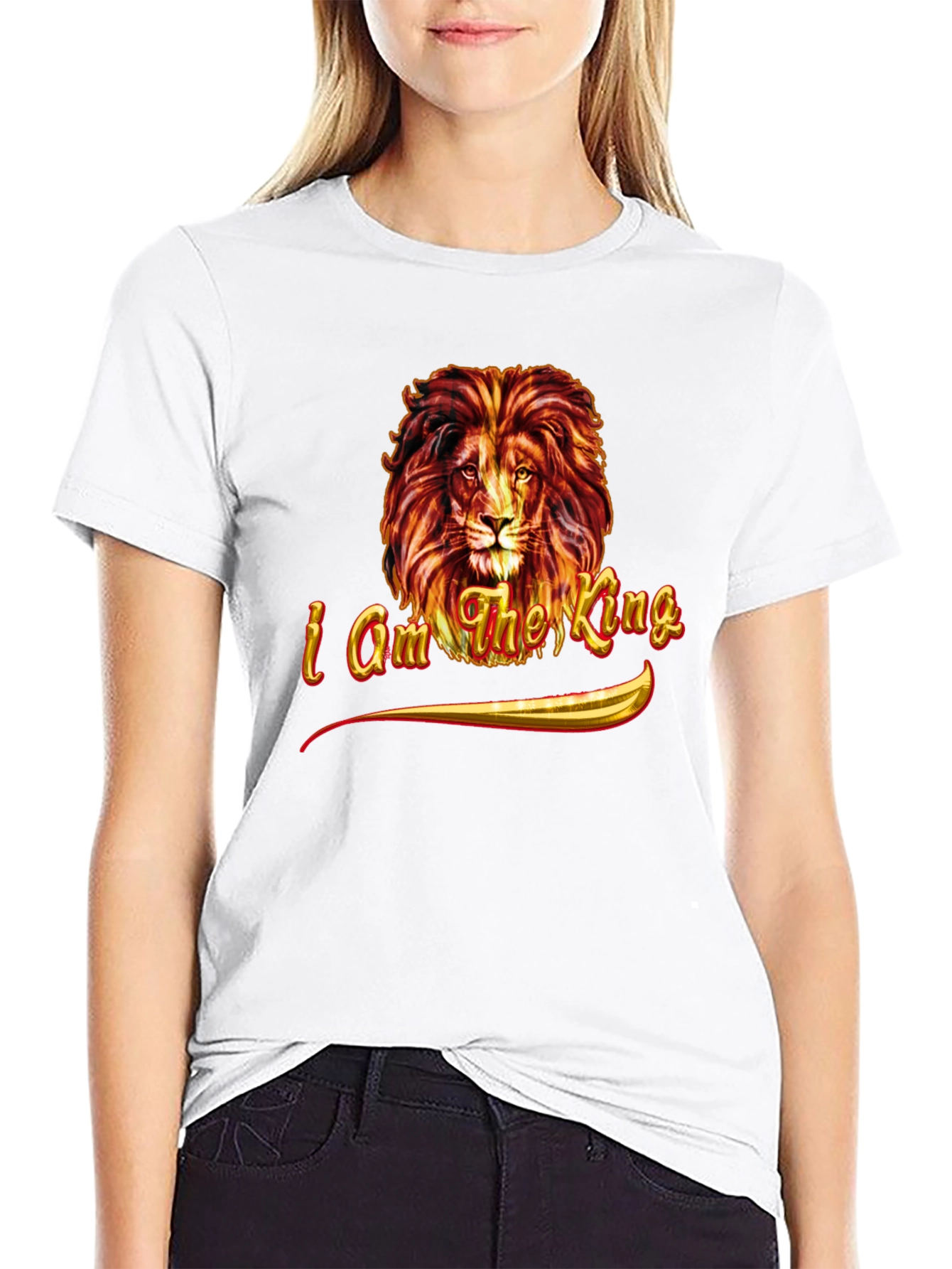 Black I am the King Lion Graphic Tee - Black view 9