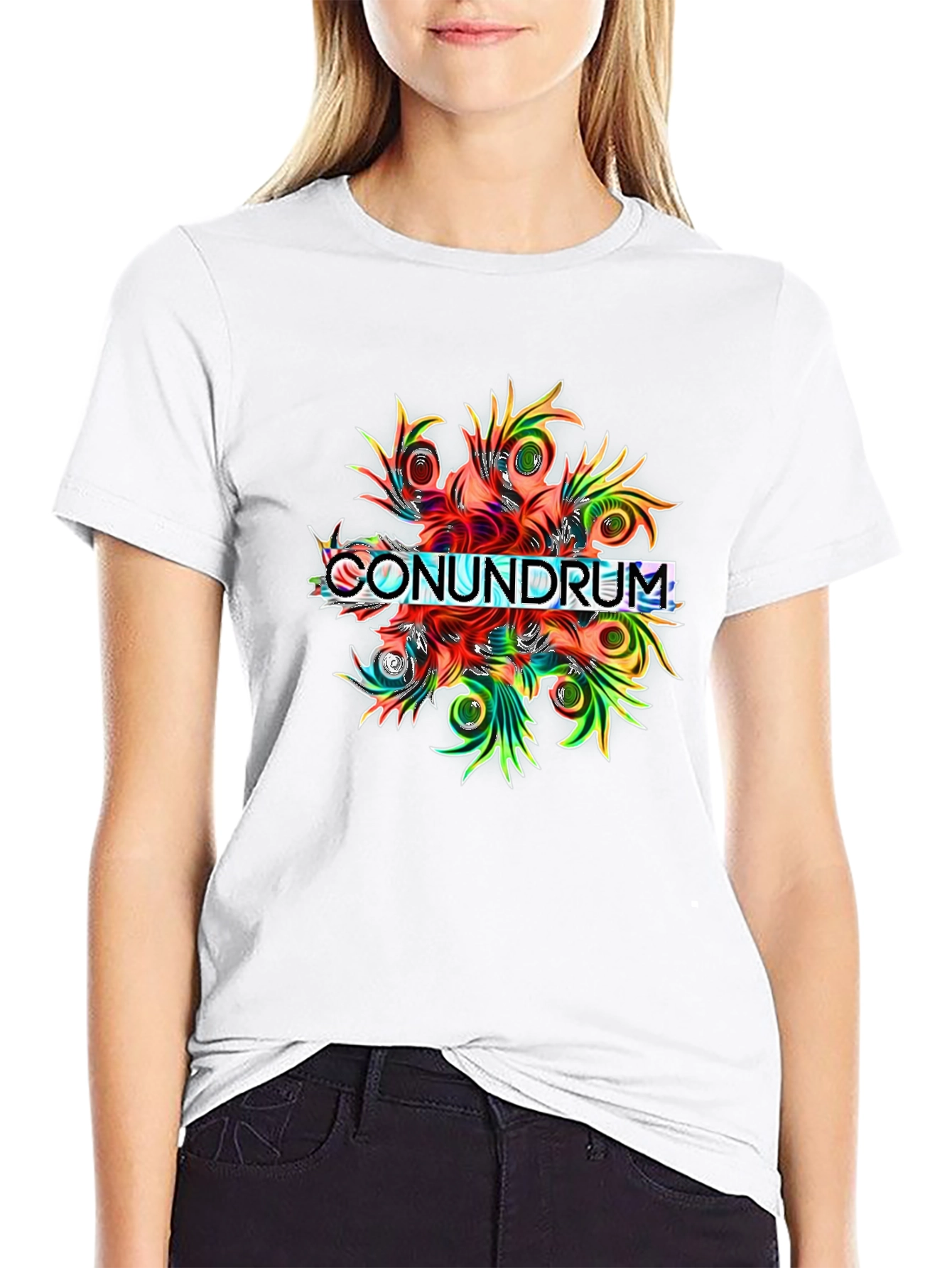 Black Conundrum Graphic Print Black T-Shirt view 9