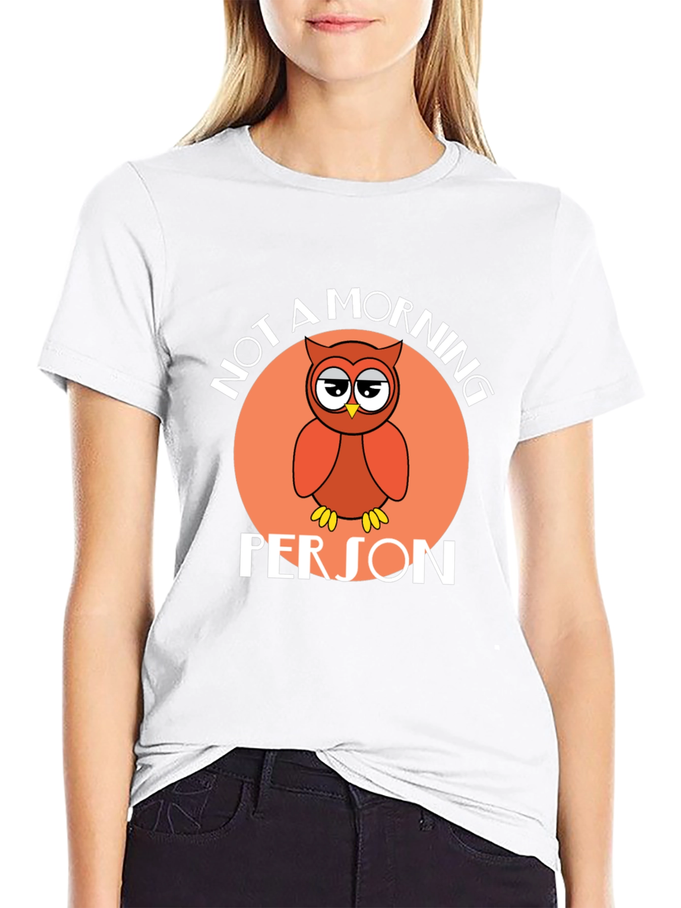 Black Not a Morning Person Owl Graphic T-Shirt view 9