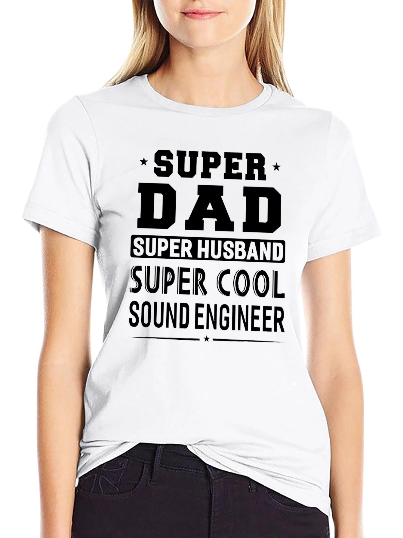 Black Super Dad Sound Engineer Black T-Shirt view 9