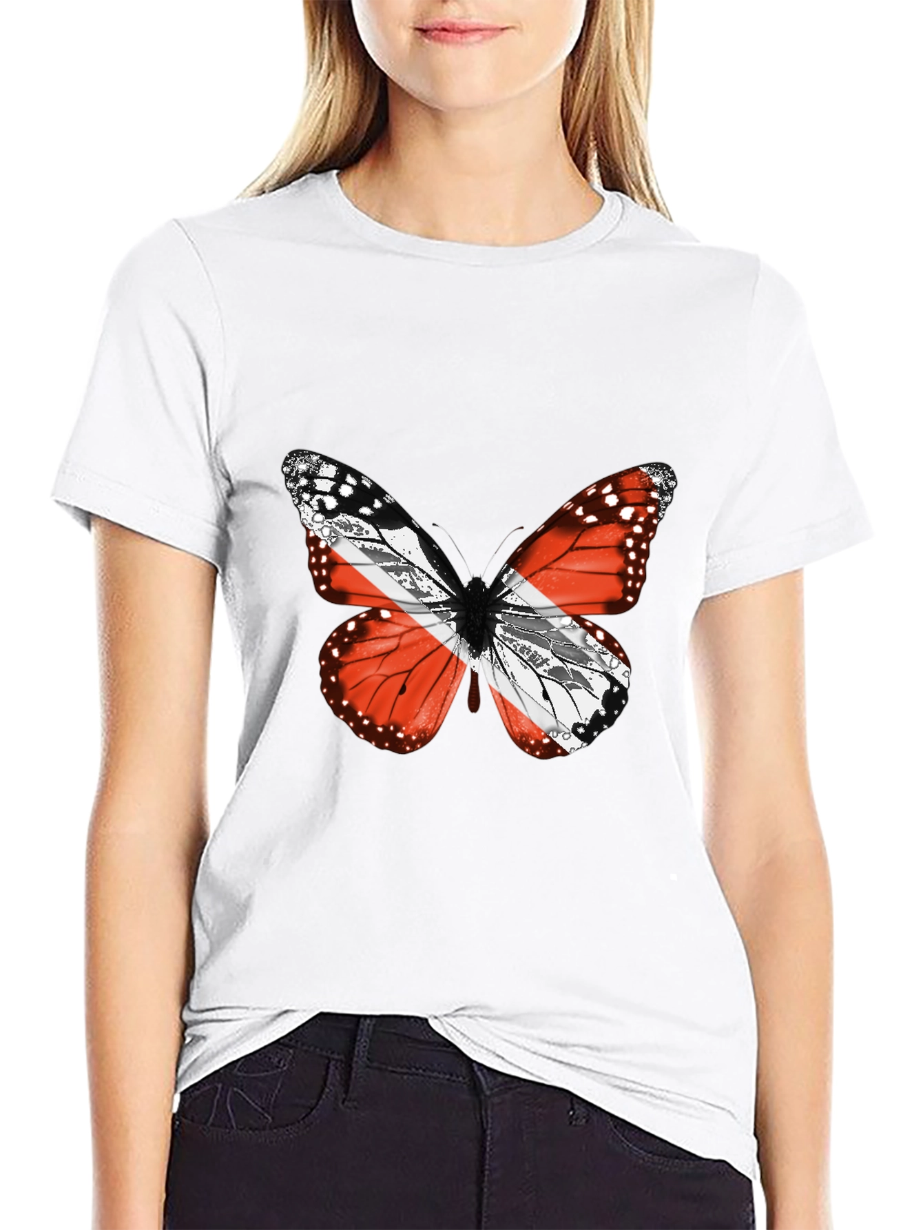 Black Butterfly Trinidad & Tobago Flag T-Shirt view 9