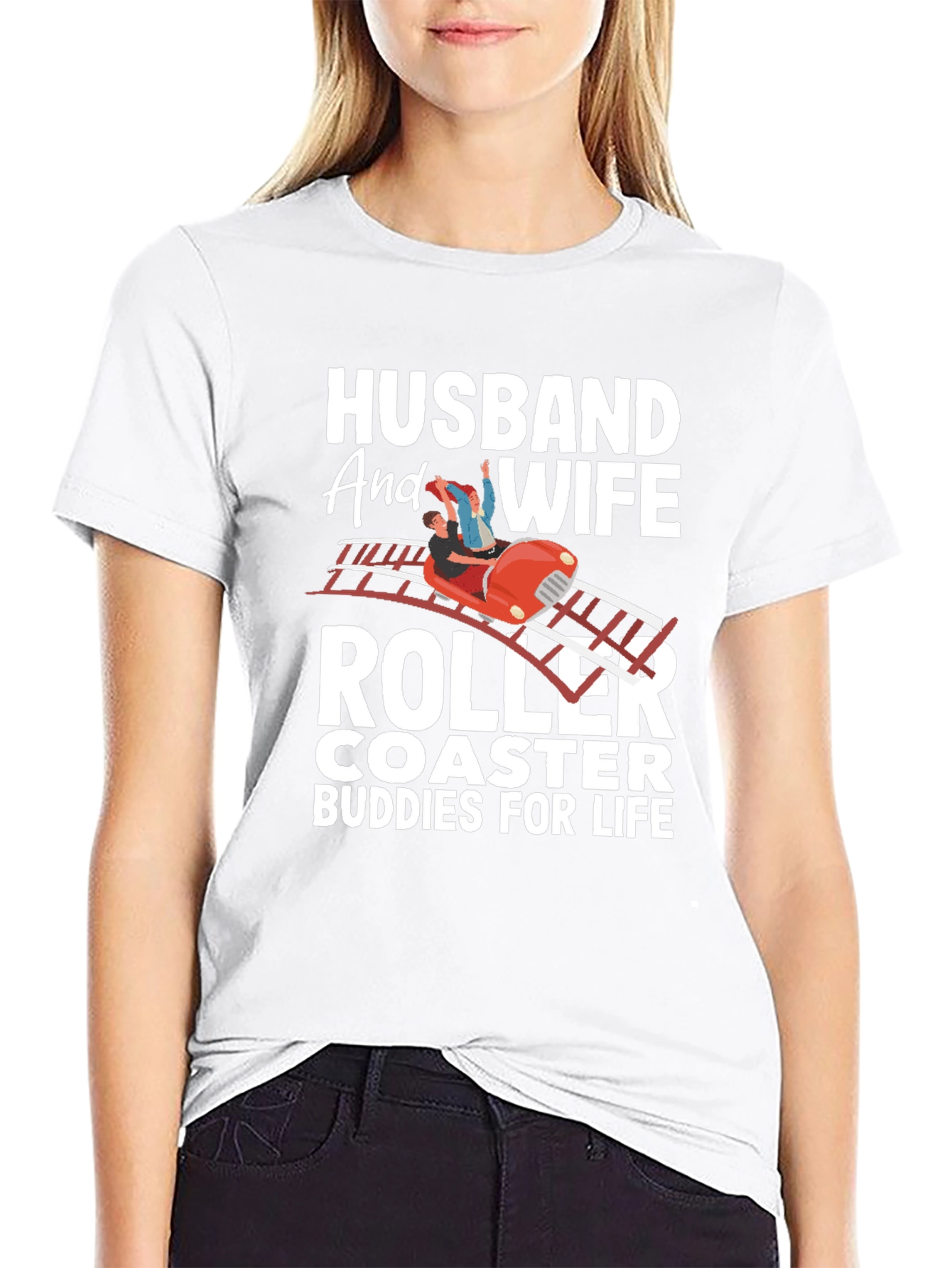 Black Husband and Wife Roller Coaster Buddies T-Shirt view 9