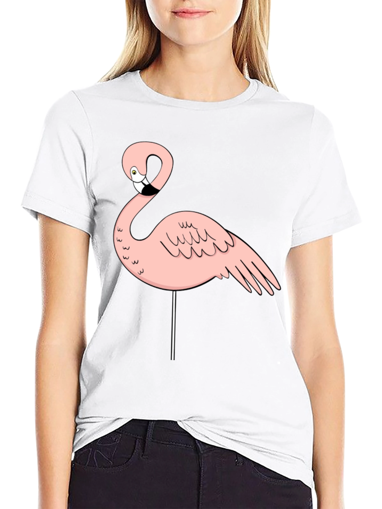 Flamingo Graphic Tee - Black Cotton Blend - 9