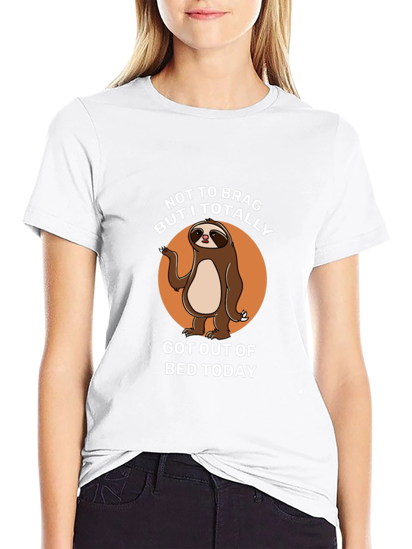 Black Funny Sloth Graphic Tee: Not To Brag T-Shirt view 9