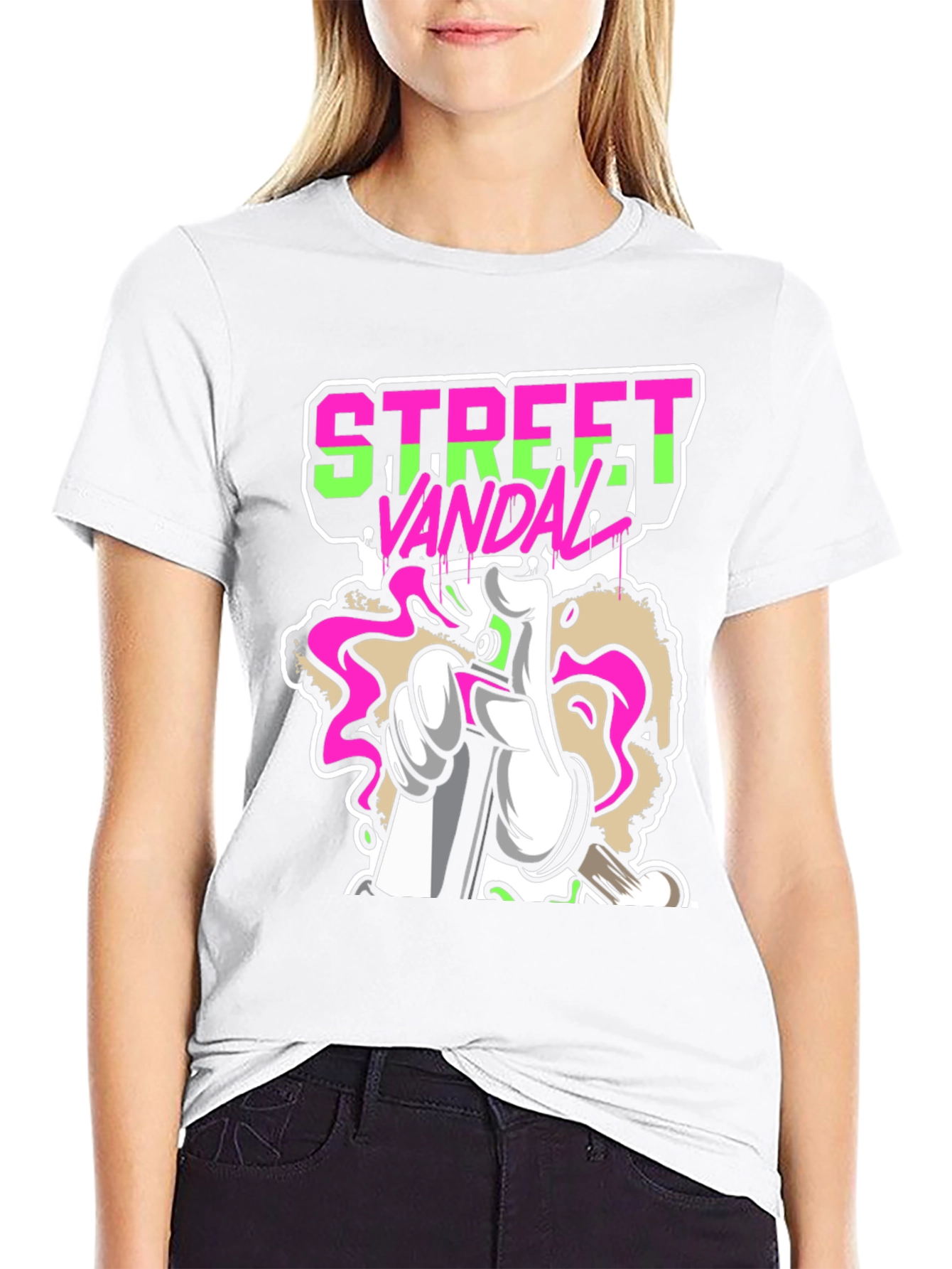 Black Street Vandal Graffiti Graphic Tee - Black view 9