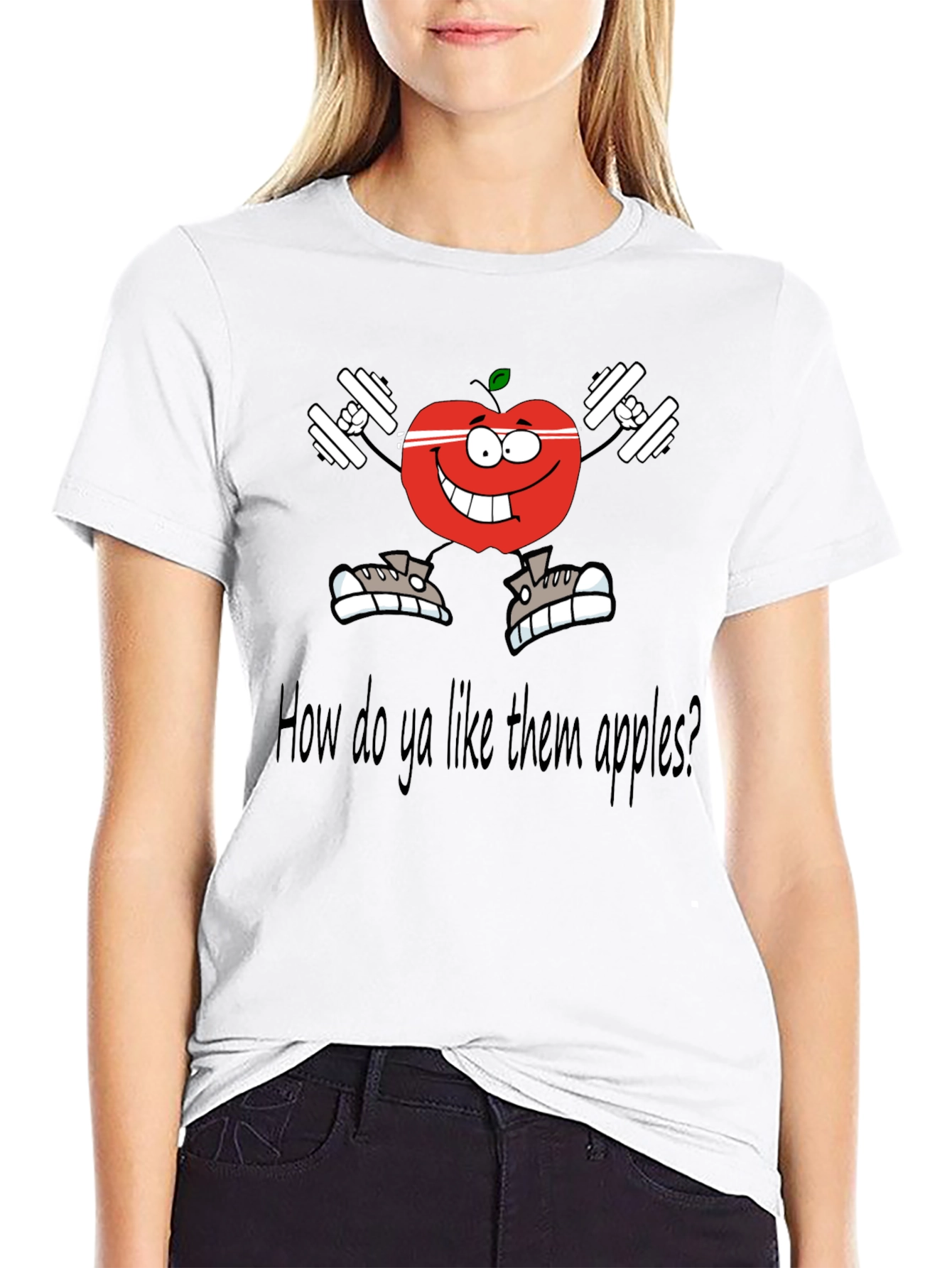 Black How Do Ya Like Them Apples Funny Workout T-Shirt view 9