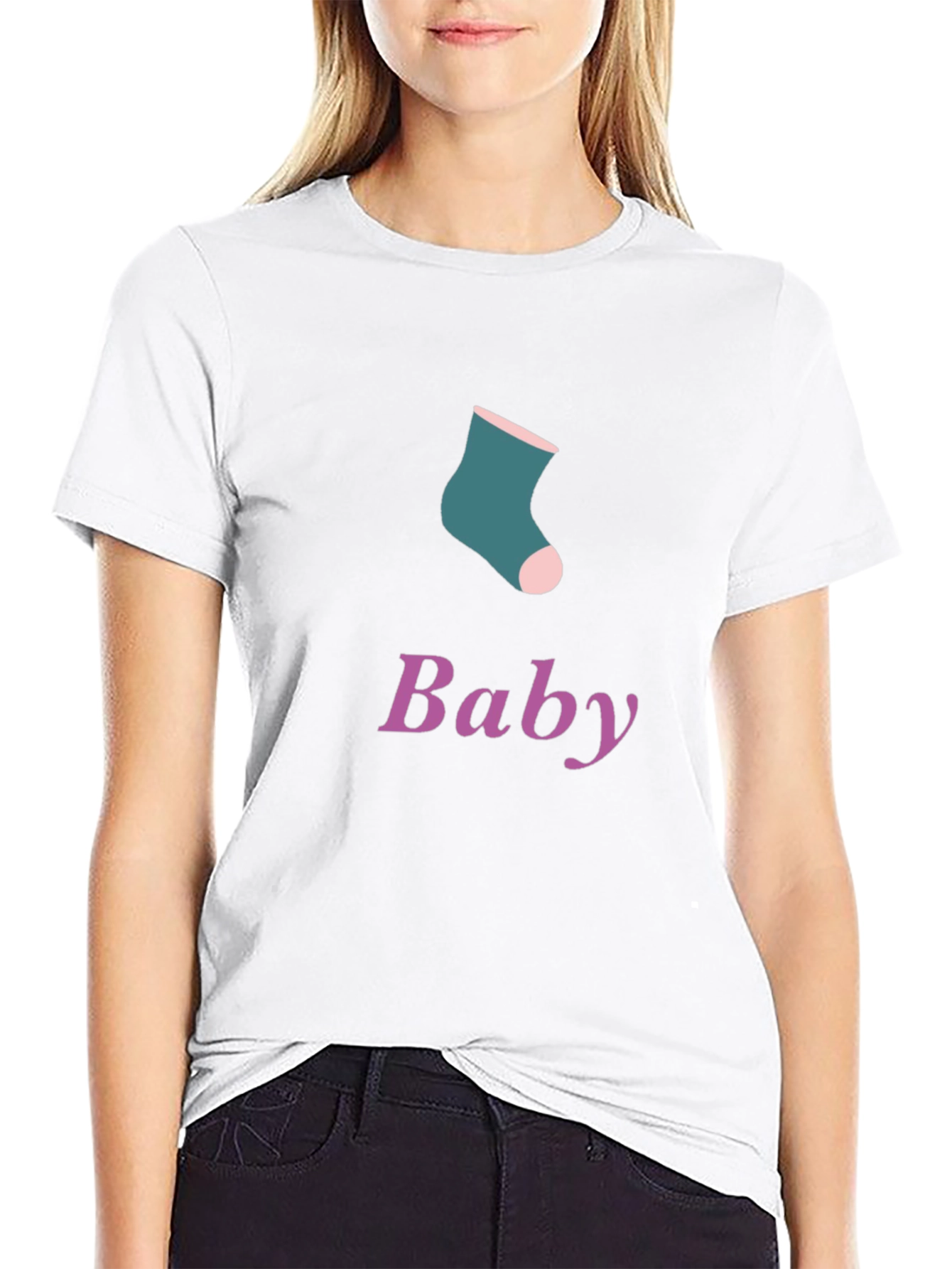 Black Baby Sock Graphic Tee - Soft Cotton Blend view 9