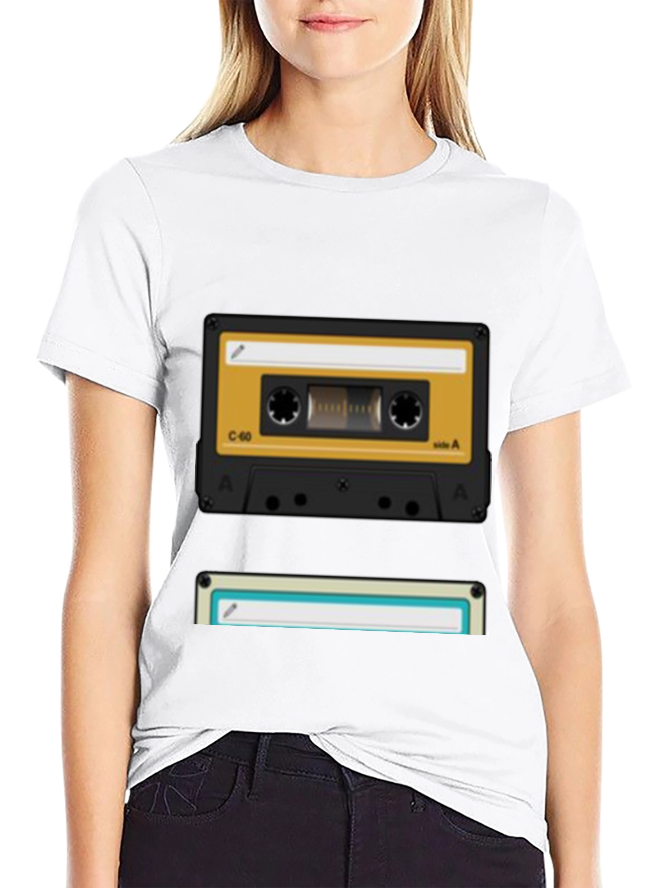 Black Retro Cassette Tape Graphic T-Shirt - Vintage Music Lover Tee view 9
