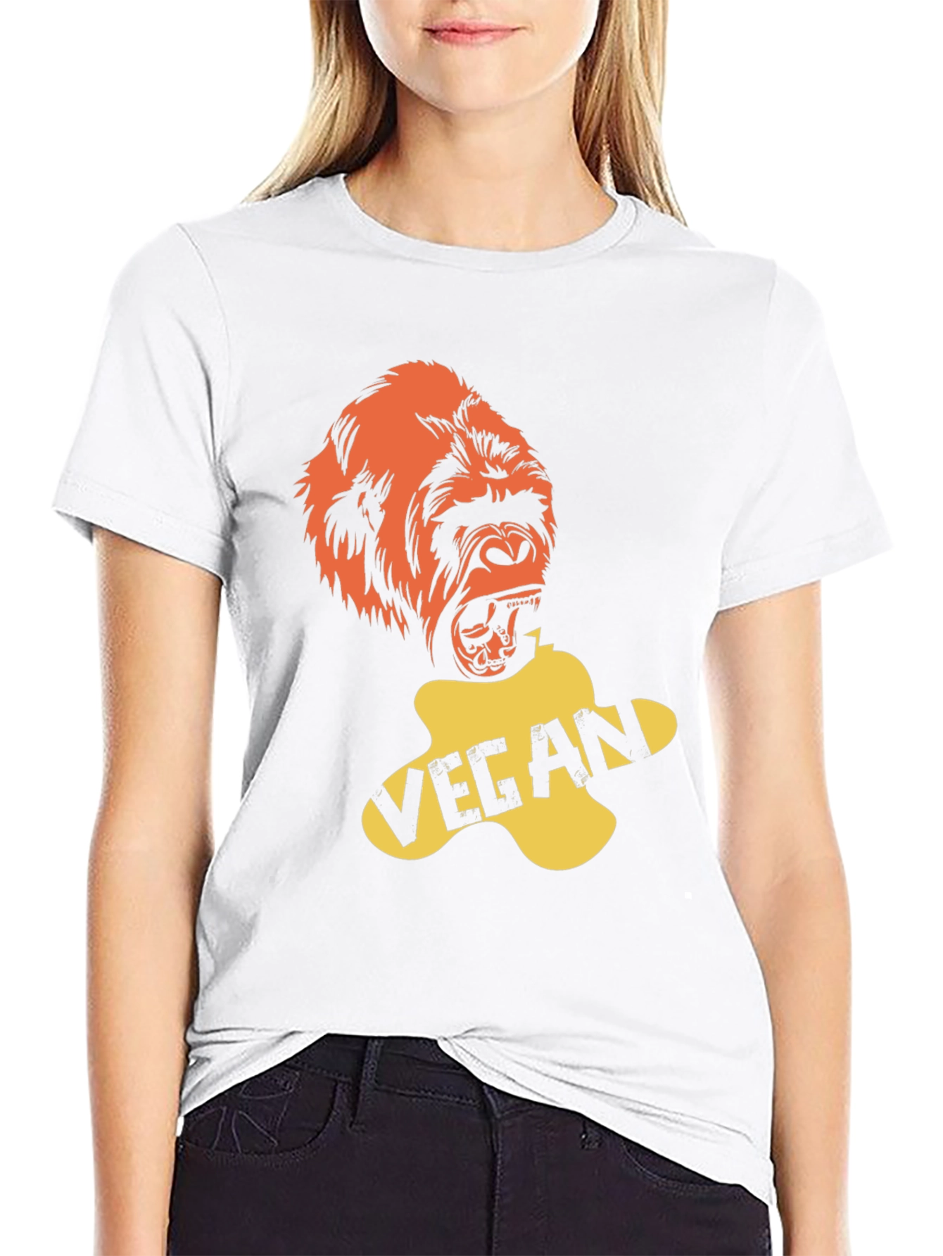 Black Vegan Gorilla Graphic T-Shirt - Bold & Ethical Style view 9