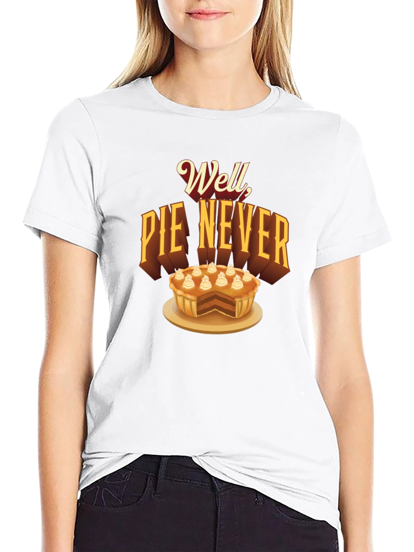 Black Well Pie Never Funny Graphic T-Shirt view 9