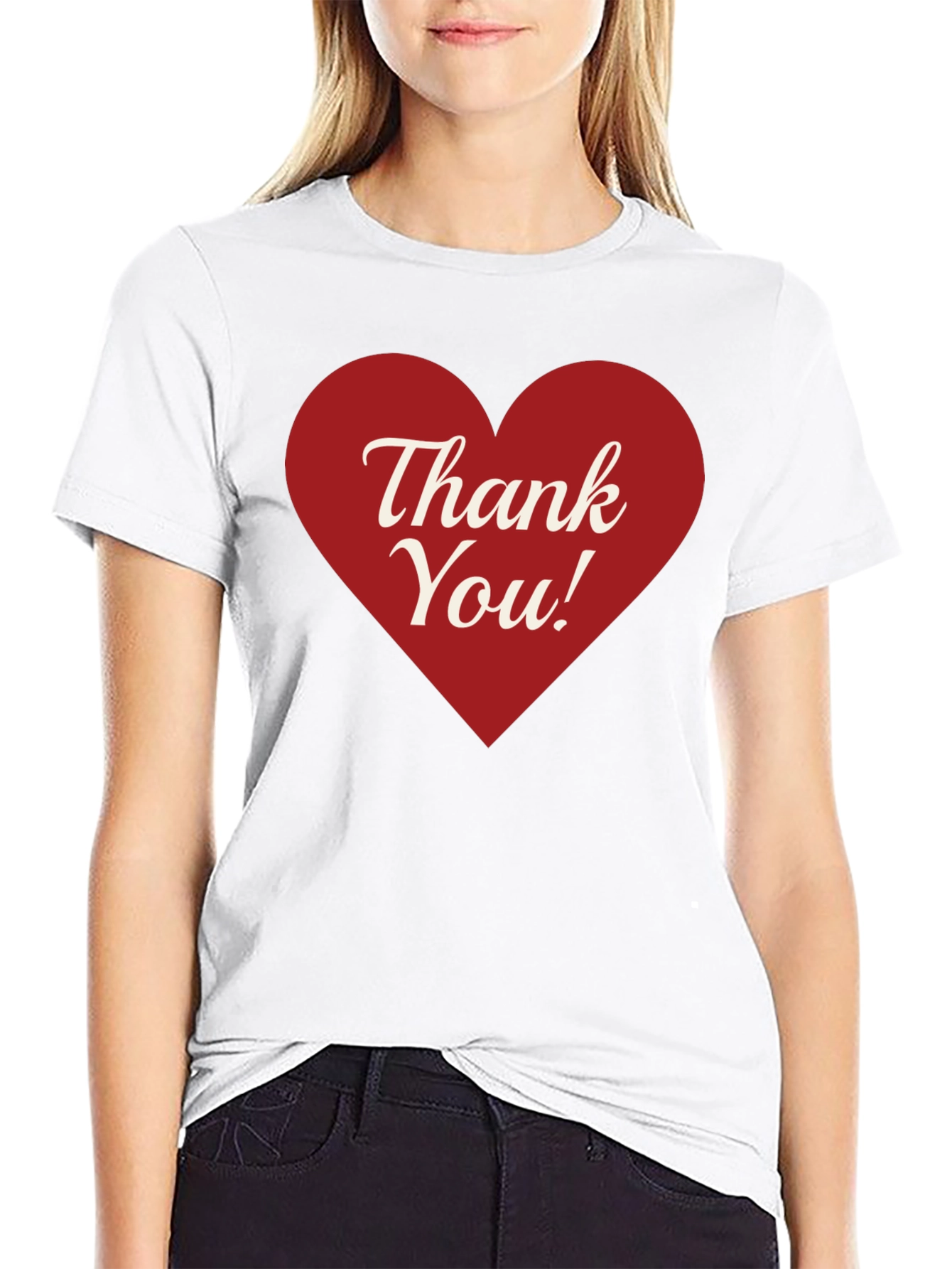 Black Thank You Heart Graphic Tee - Black Cotton Blend view 9