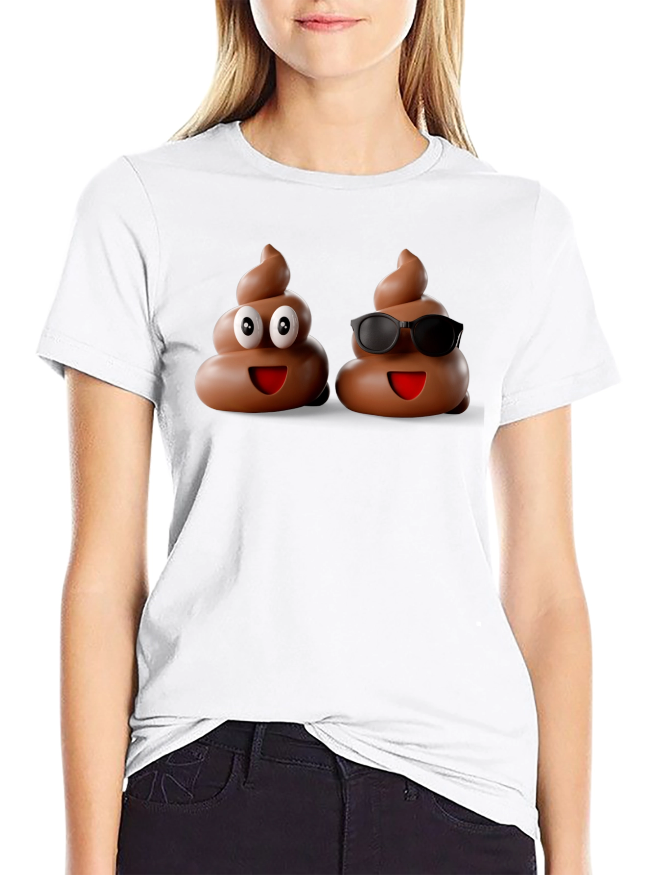 Black Funny Poop Emoji Graphic Black T-Shirt view 9