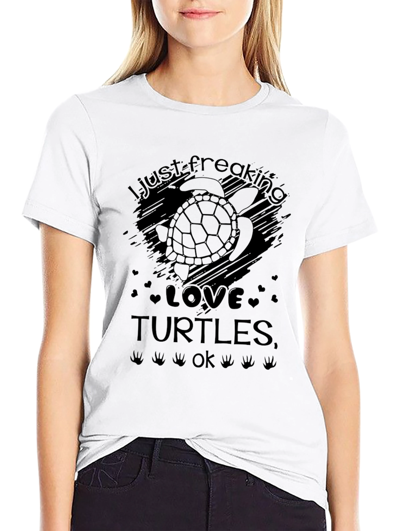Black I Just Freaking Love Turtles Black Graphic T-Shirt view 9