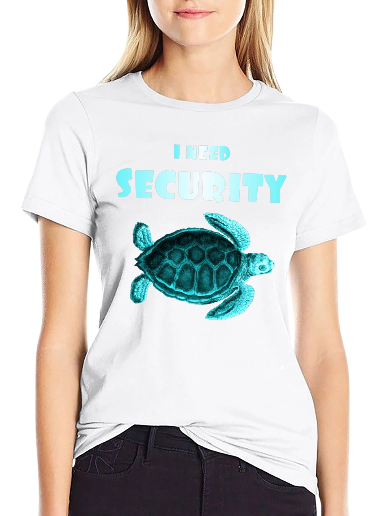 Black I Need Security Turtle T-Shirt view 9