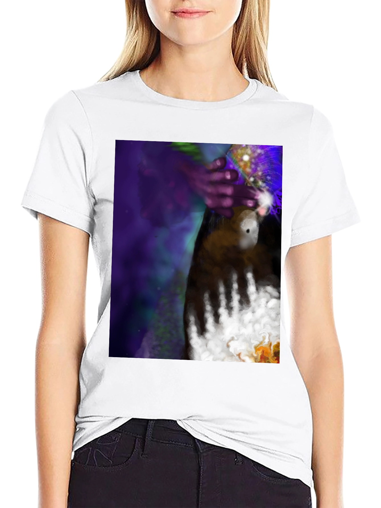 Black Abstract Hand Art Tee - Black view 9