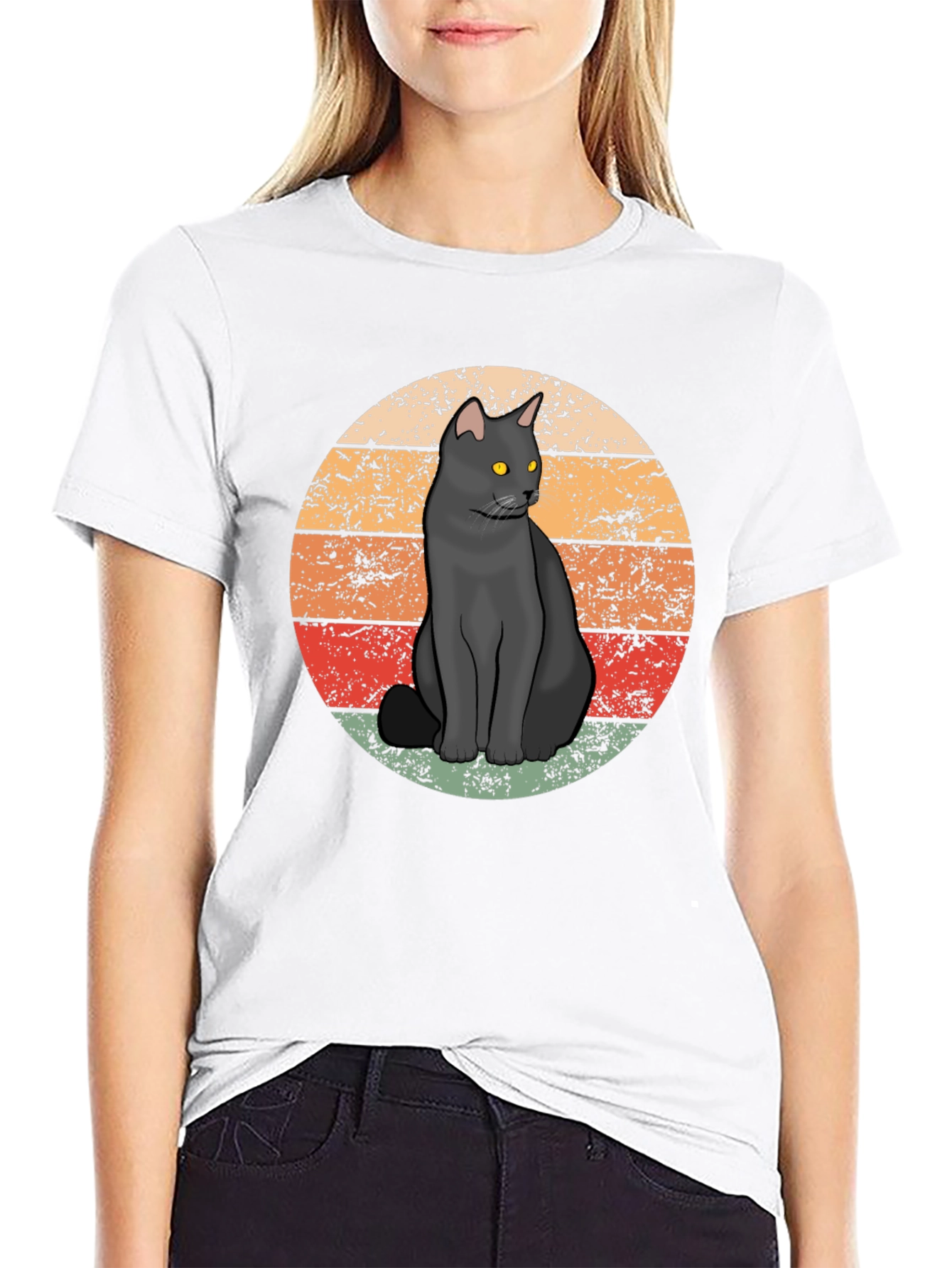 Black Retro Black Cat T-Shirt - Vintage Style Graphic Tee view 9
