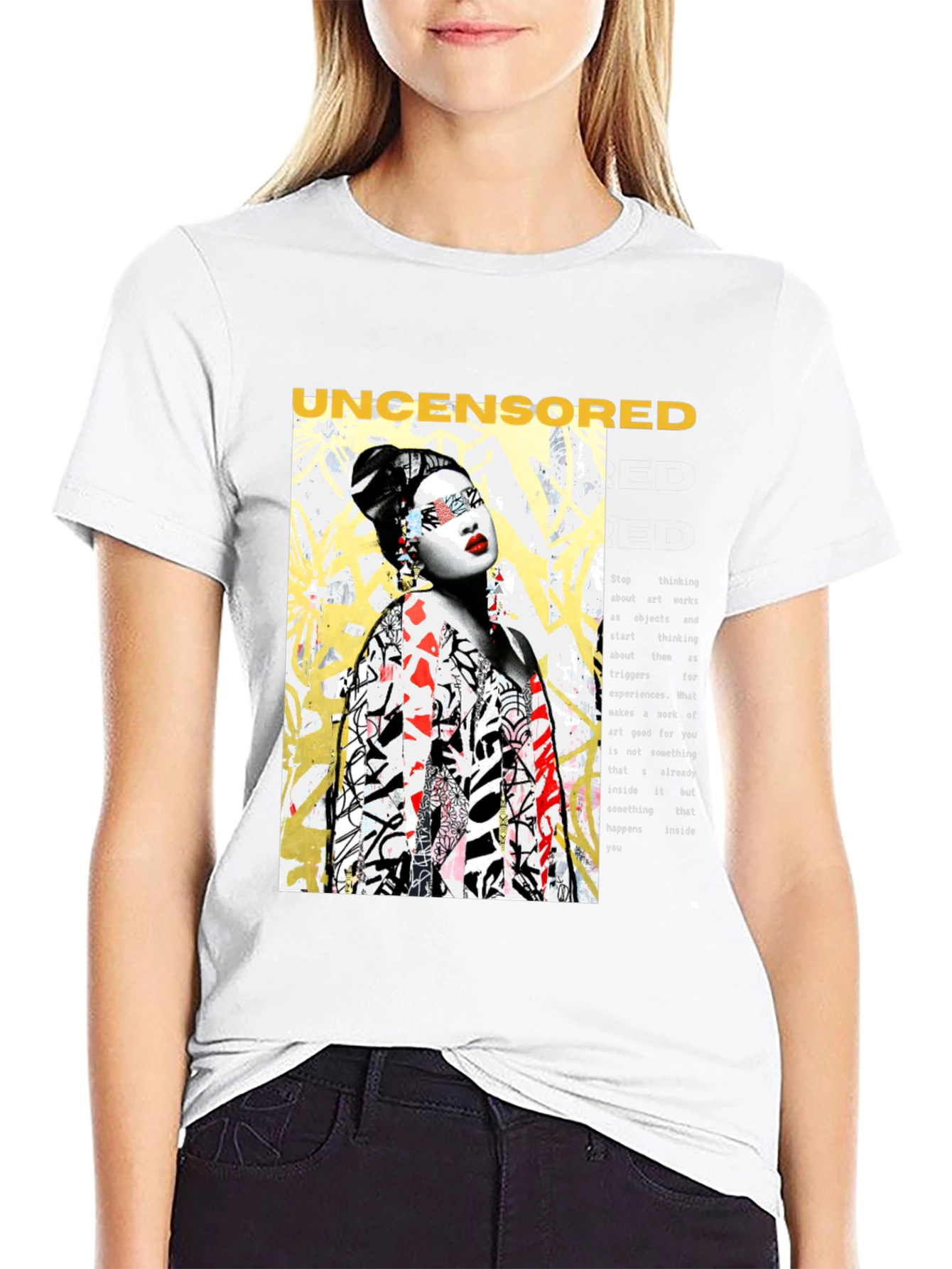 Black Uncensored Art Tee - Edgy Graphic Print T-Shirt view 9