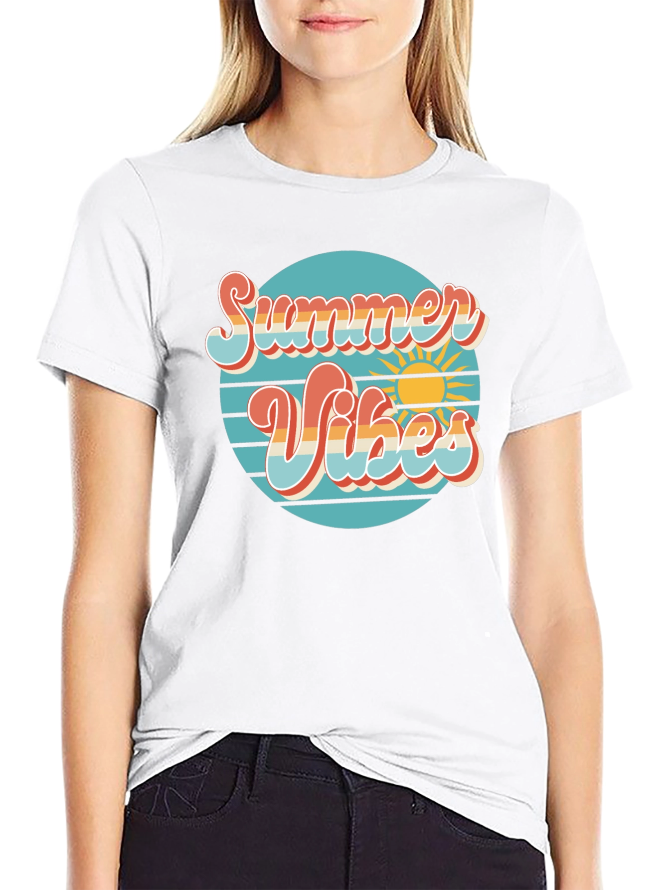 Black Summer Vibes Retro T-Shirt - Graphic Tee view 9