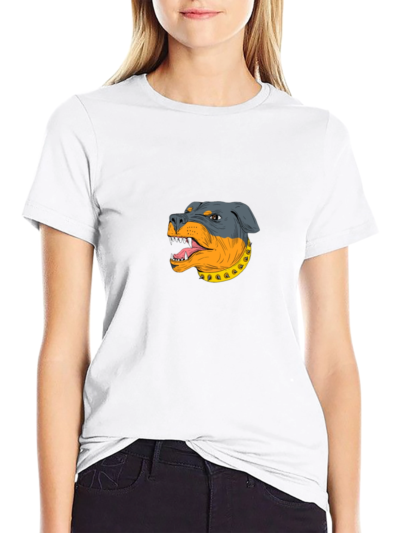 Black Rottweiler Graphic Print Black T-Shirt view 9