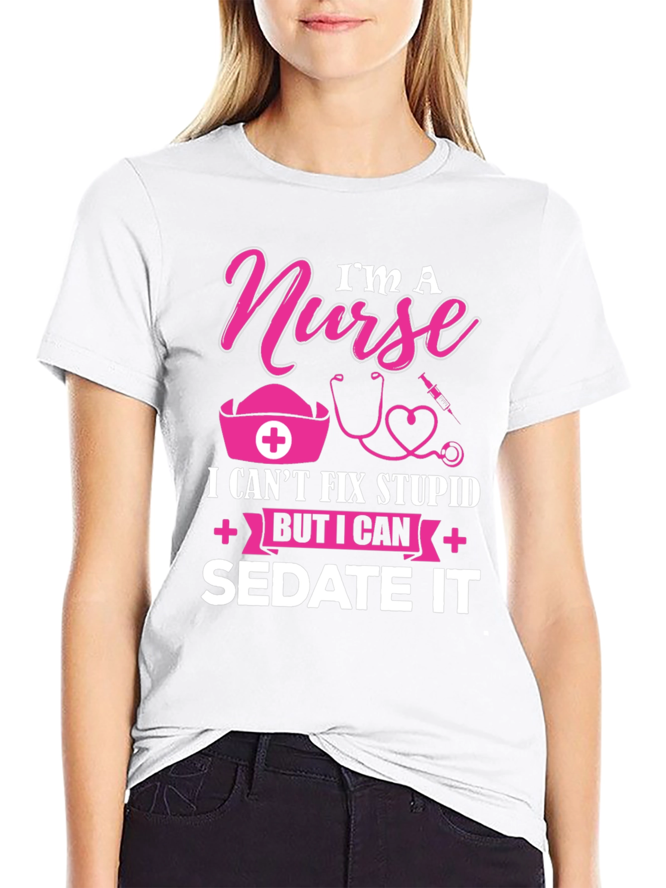 Black I'm A Nurse Funny T-Shirt view 9