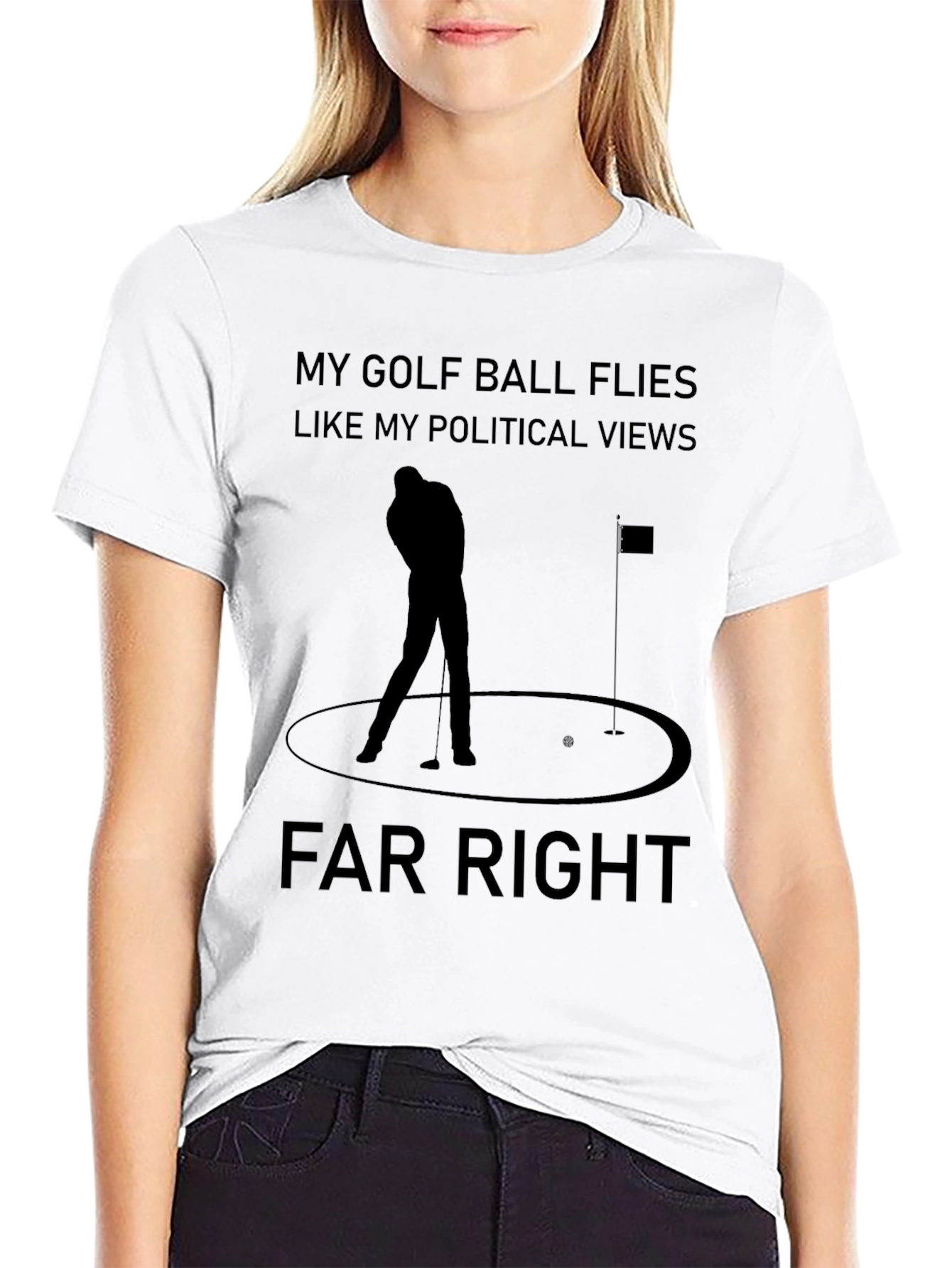 Black Far Right Golf Ball Political Views Graphic T-Shirt view 9