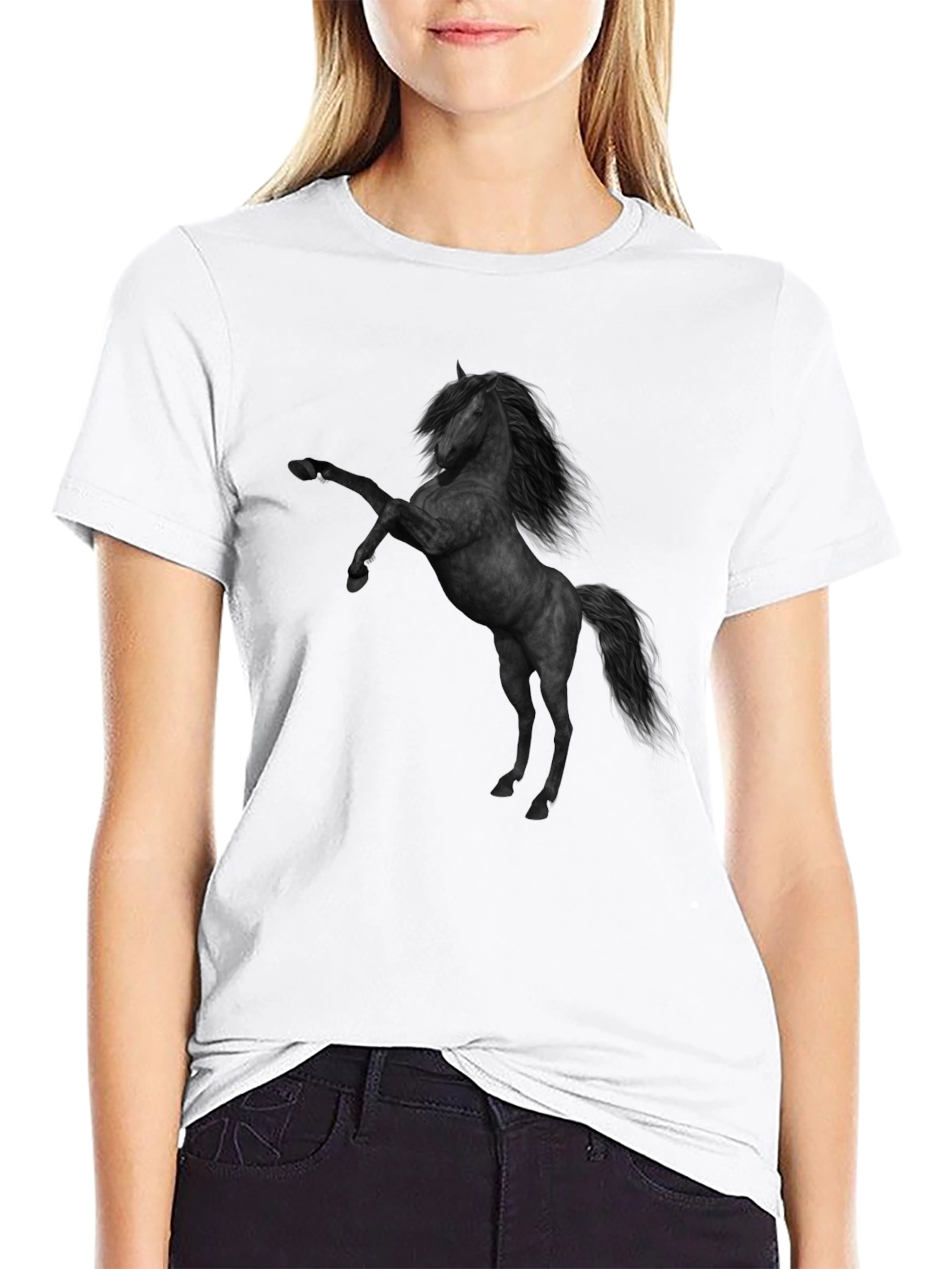 Black Black Horse Graphic Tee - Stylish Men's T-Shirt view 9