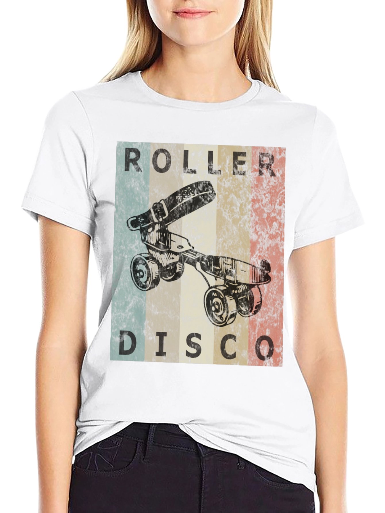 Black Retro Roller Disco T-Shirt - Vintage Skate Style view 9